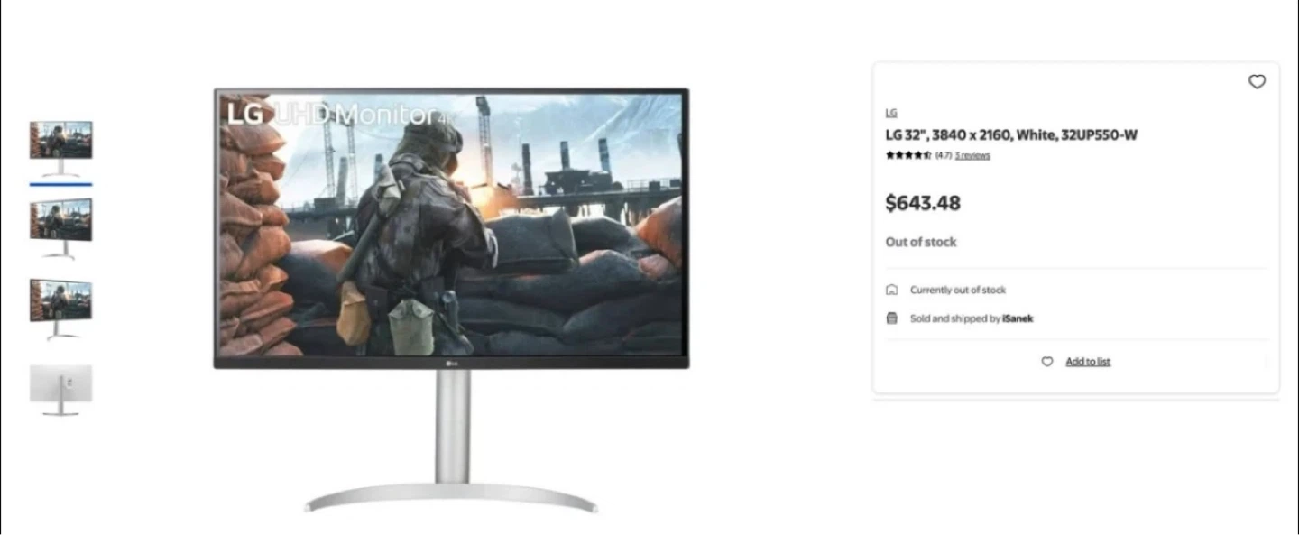 LG UHD 4K Monitor 32UP550-W