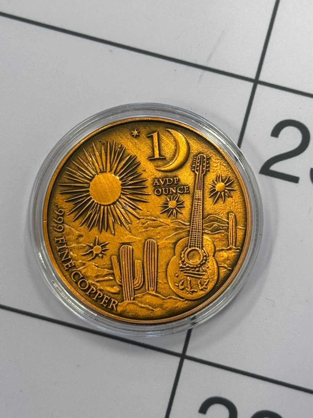 1 oz .999 Fine Copper Coin sugar skull Mexico - photo 2
