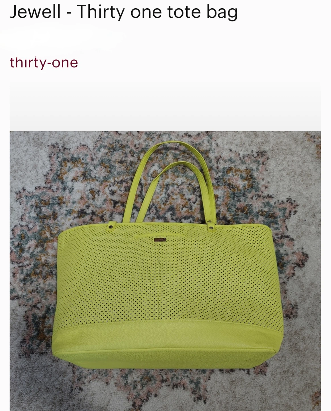 Thirty One Jewell Tote Bag - Lime