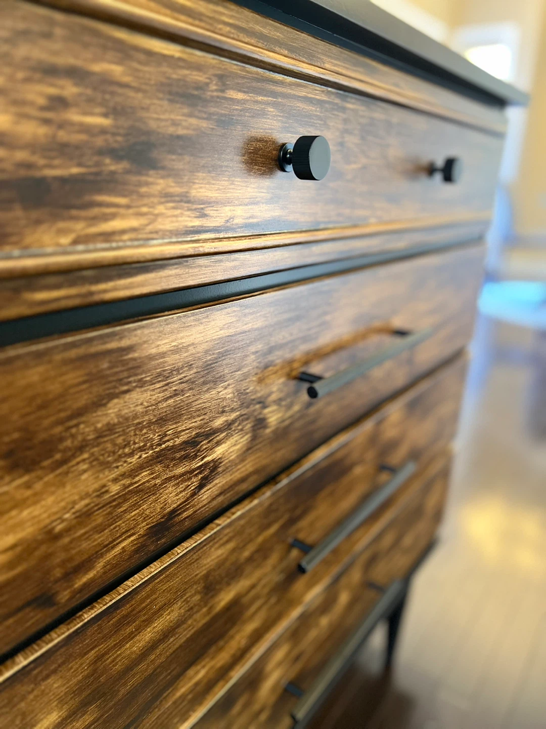 Refinished Mid-Century Modern Dresser | Black & Walnut Finish - photo 5