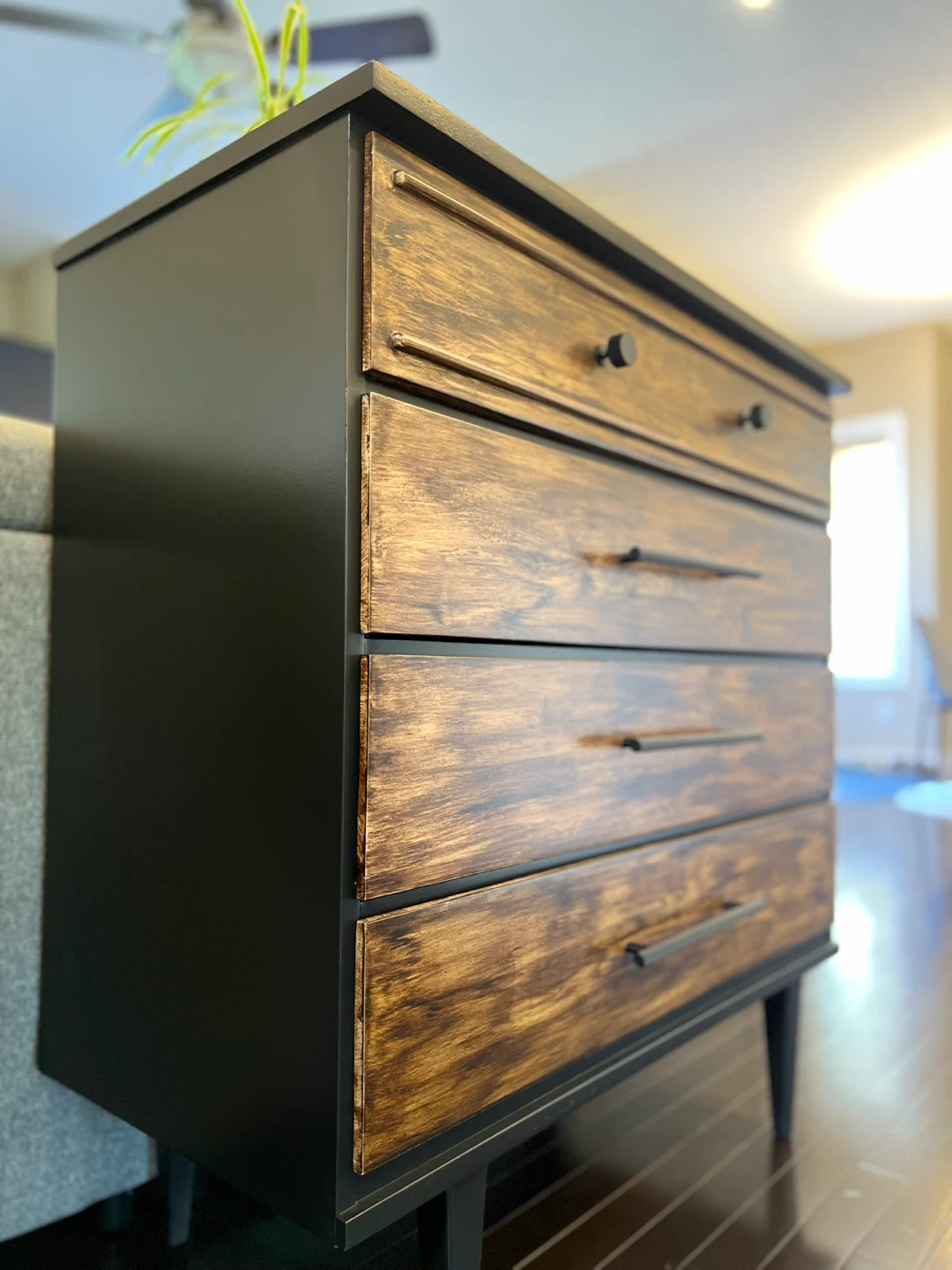 Refinished Mid-Century Modern Dresser | Black & Walnut Finish - photo 4