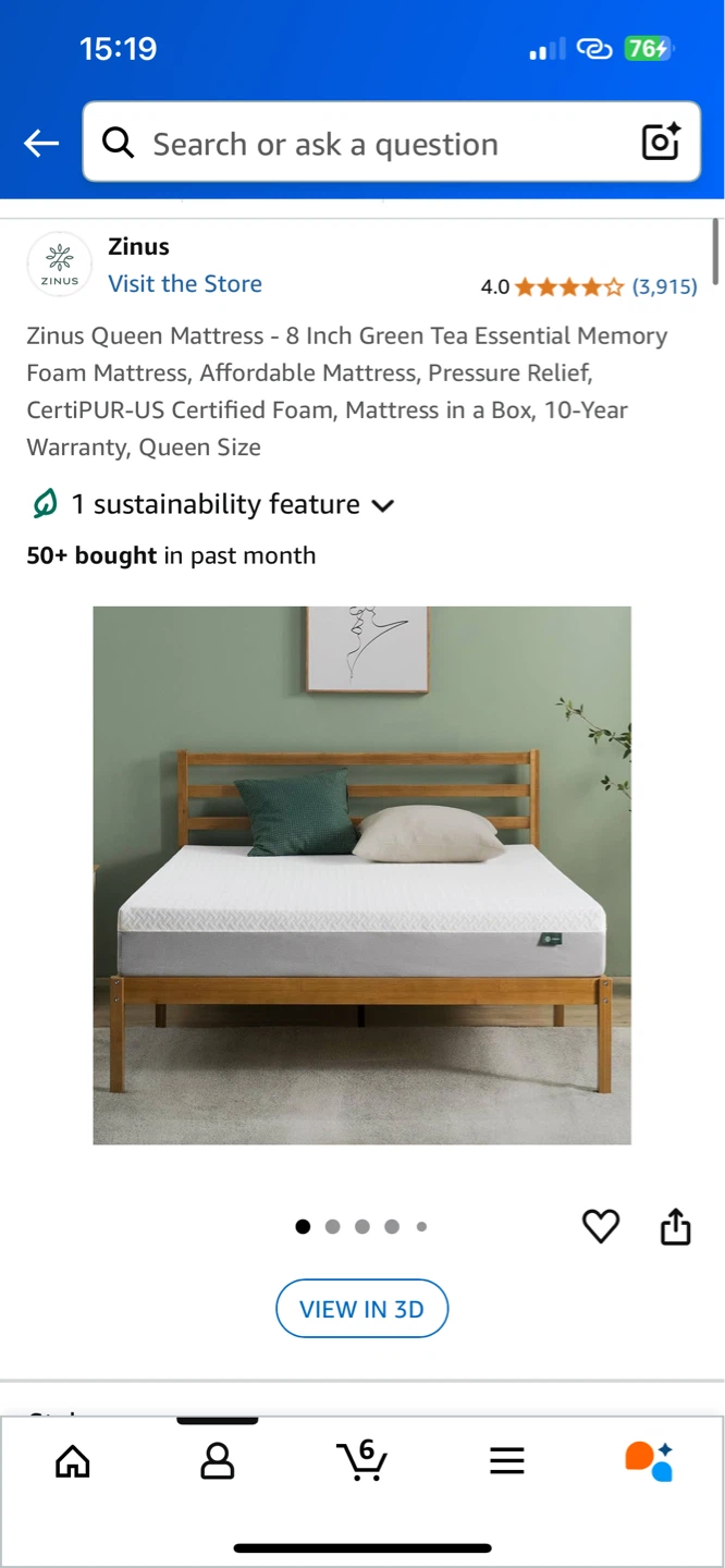 Zinus Queen Mattress - 8 Inch Green Tea Memory Foam - photo 5