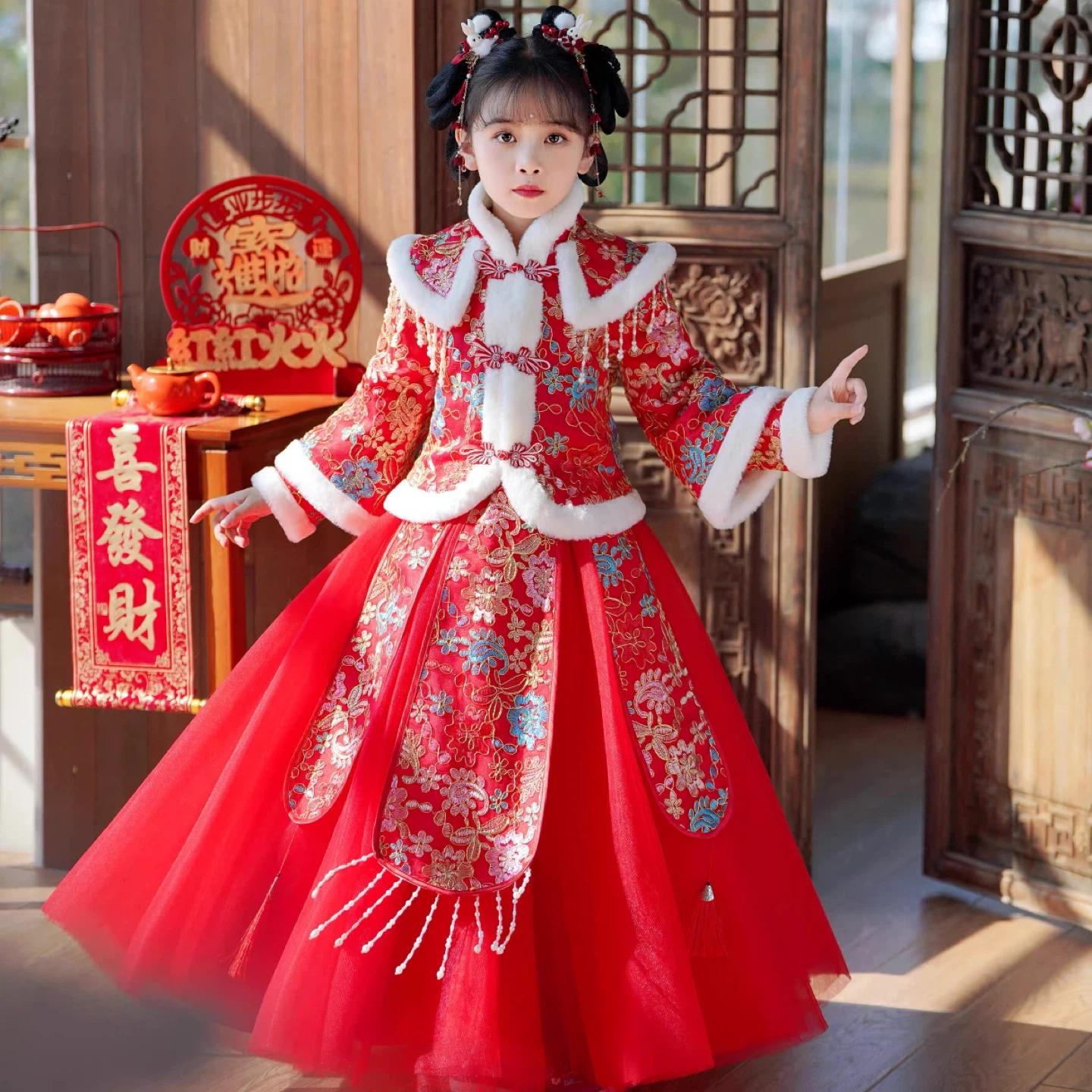 Kids Red Chinese New Year Dress - photo 3