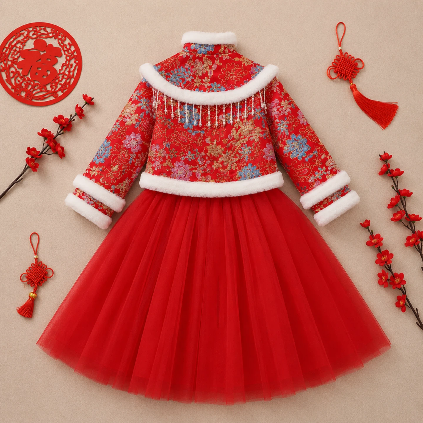 Kids Red Chinese New Year Dress - photo 2