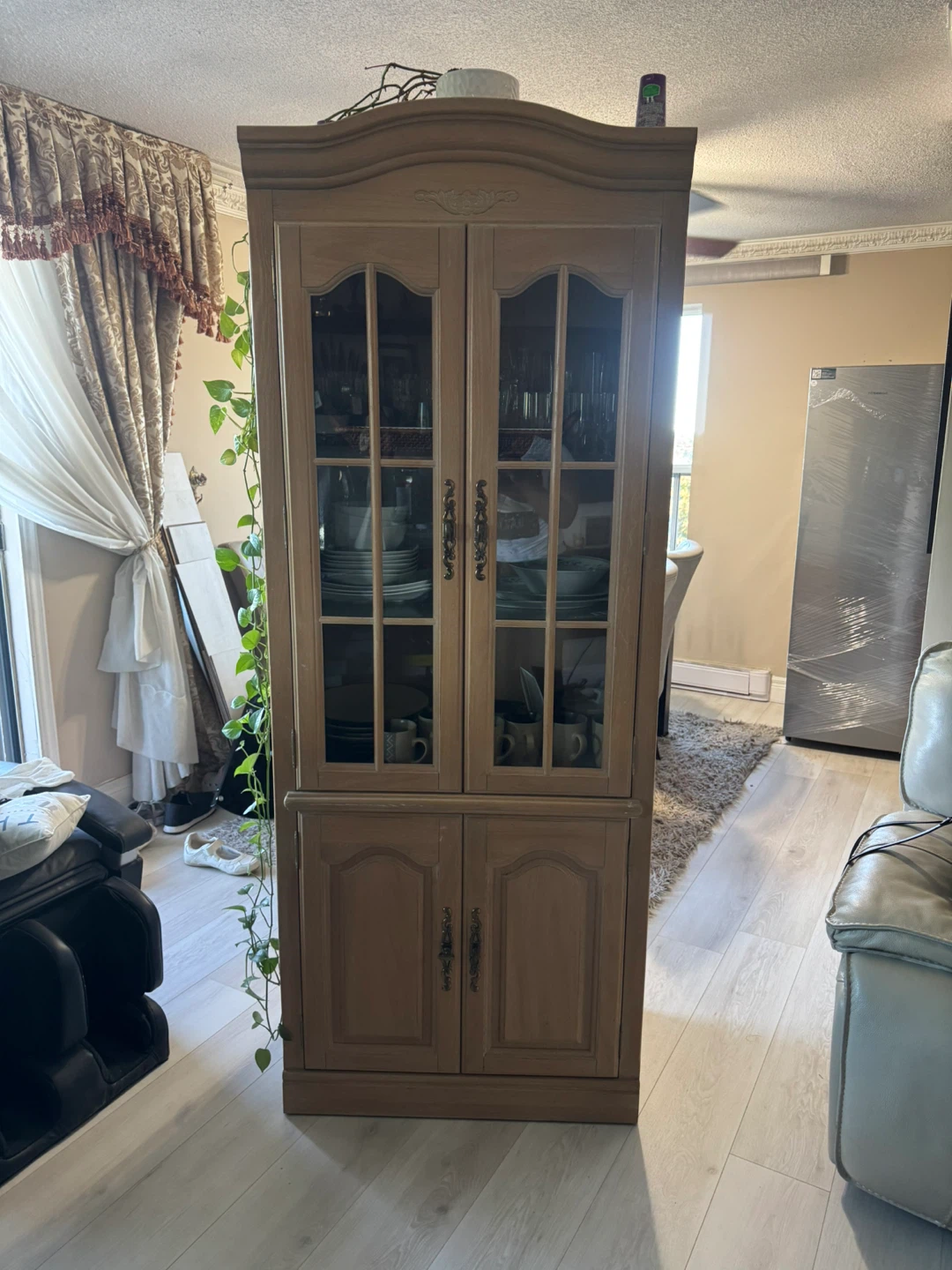 Wooden Display Cabinet with Glass Doors