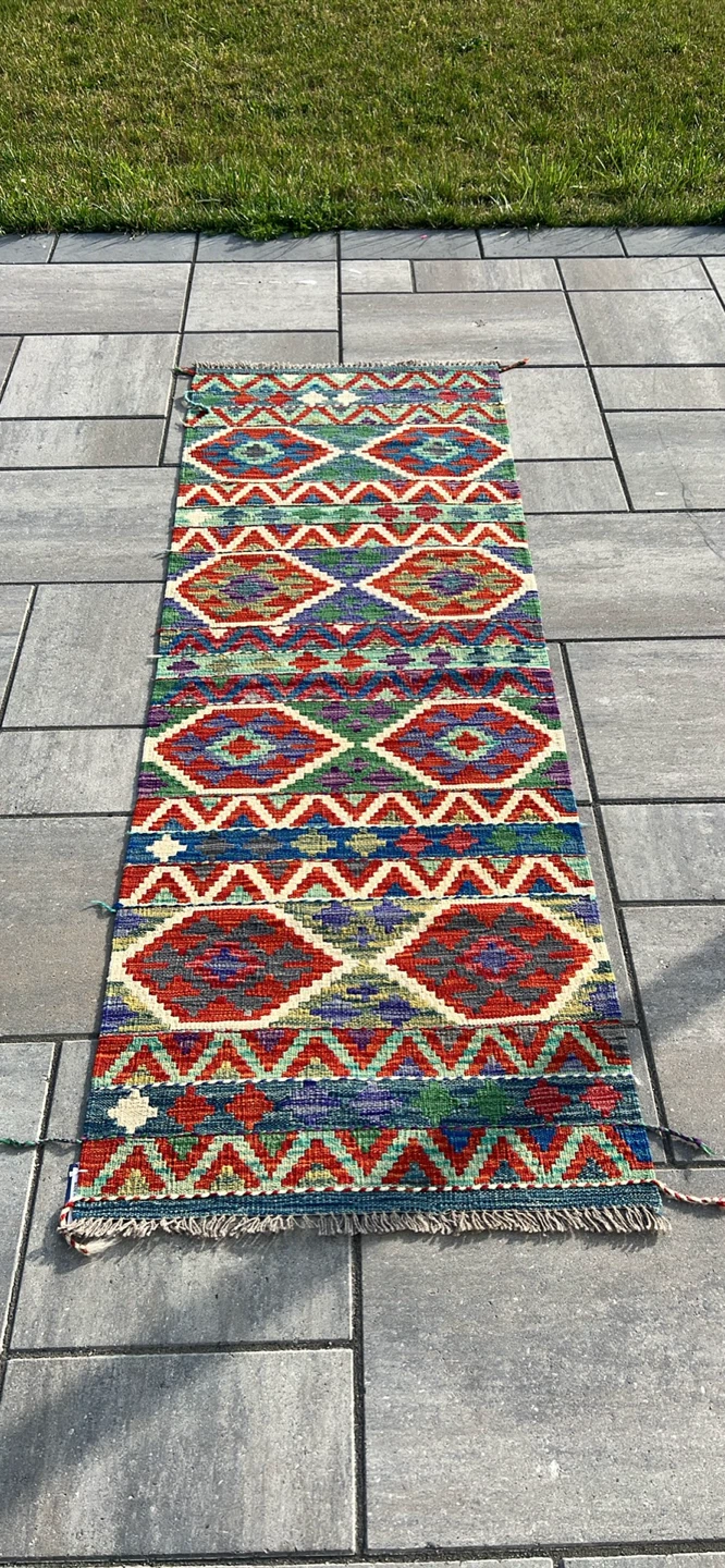 Colorful Geometric Handmade wool Runner