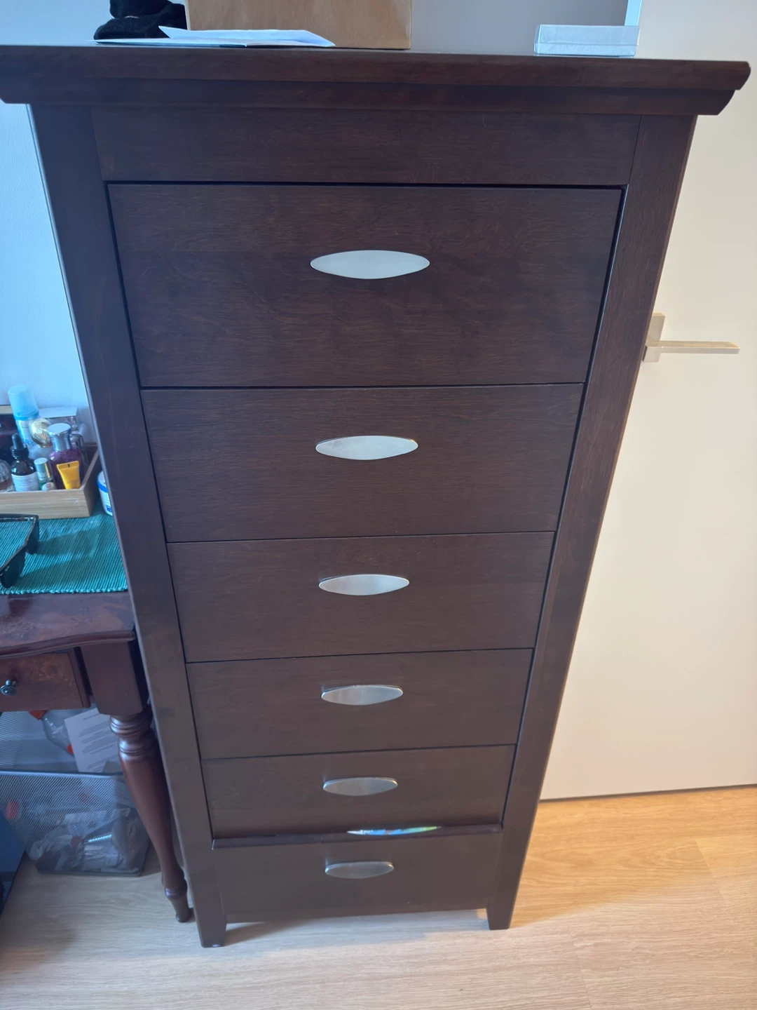 Dark Wood Tall Dresser