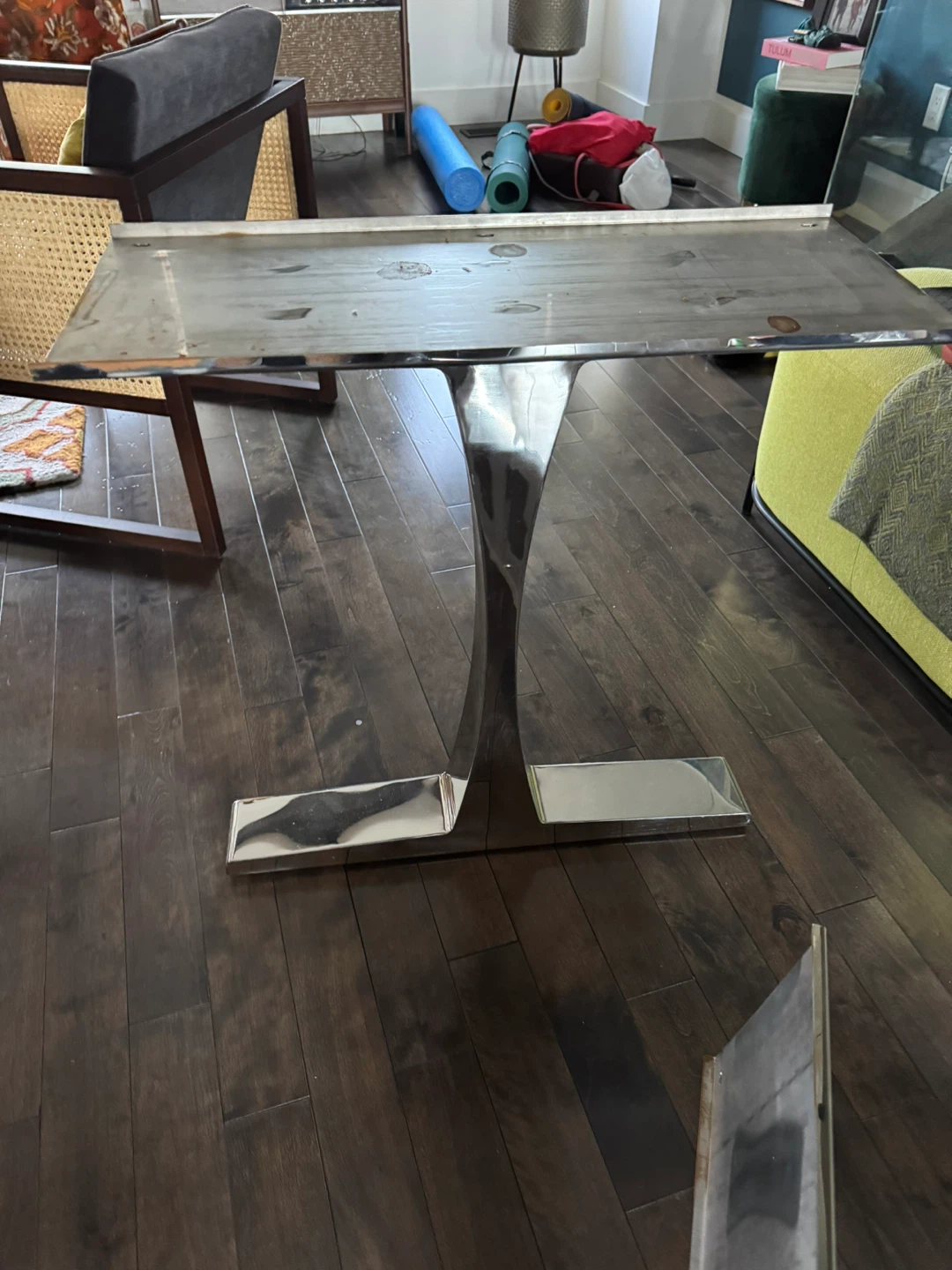 Chrome T-Leg Table Base/ or scrap metal - photo 2