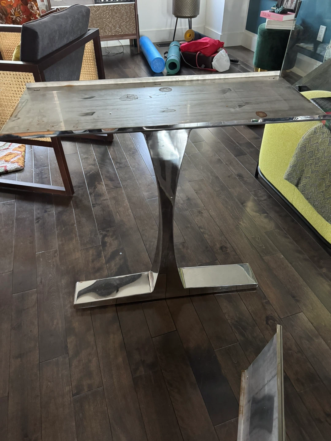 Chrome T-Leg Table Base/ or scrap metal