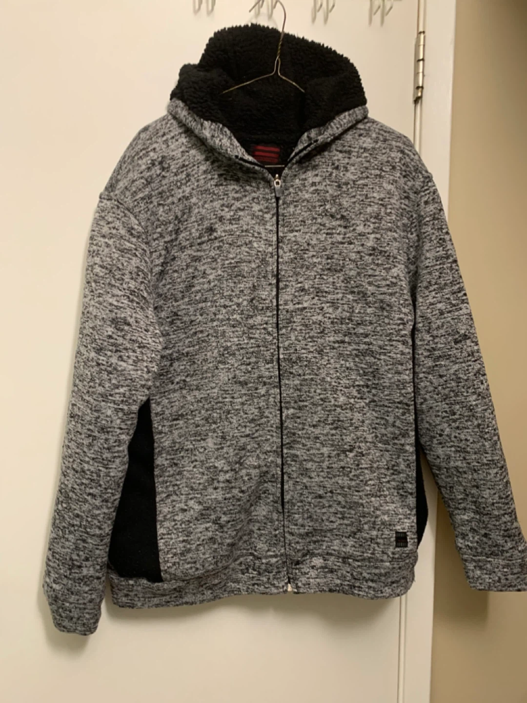 Grey Sherpa Lined Hoodie