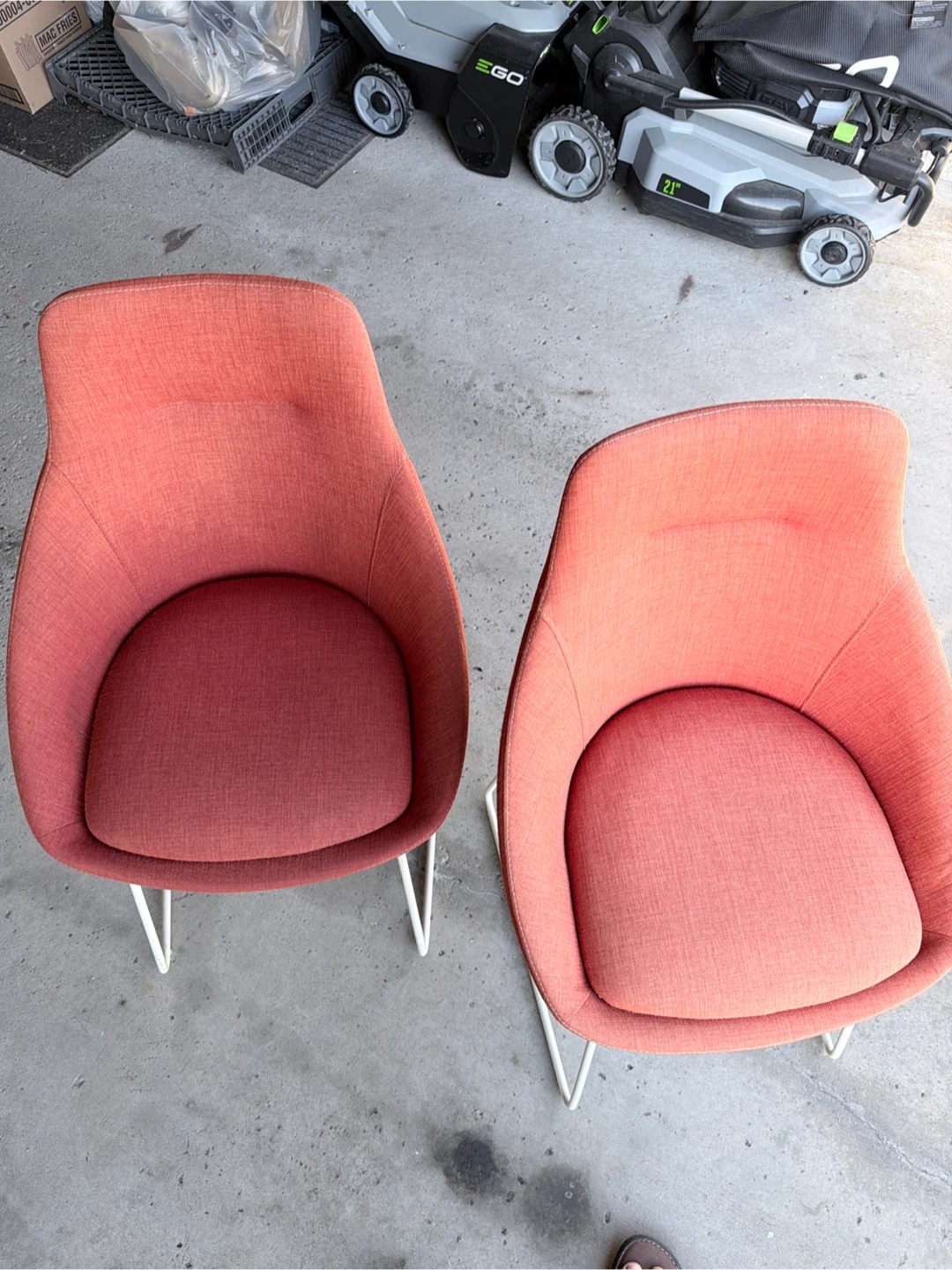 Pair of Mid-Century Style Accent Chairs - Coral Fabric