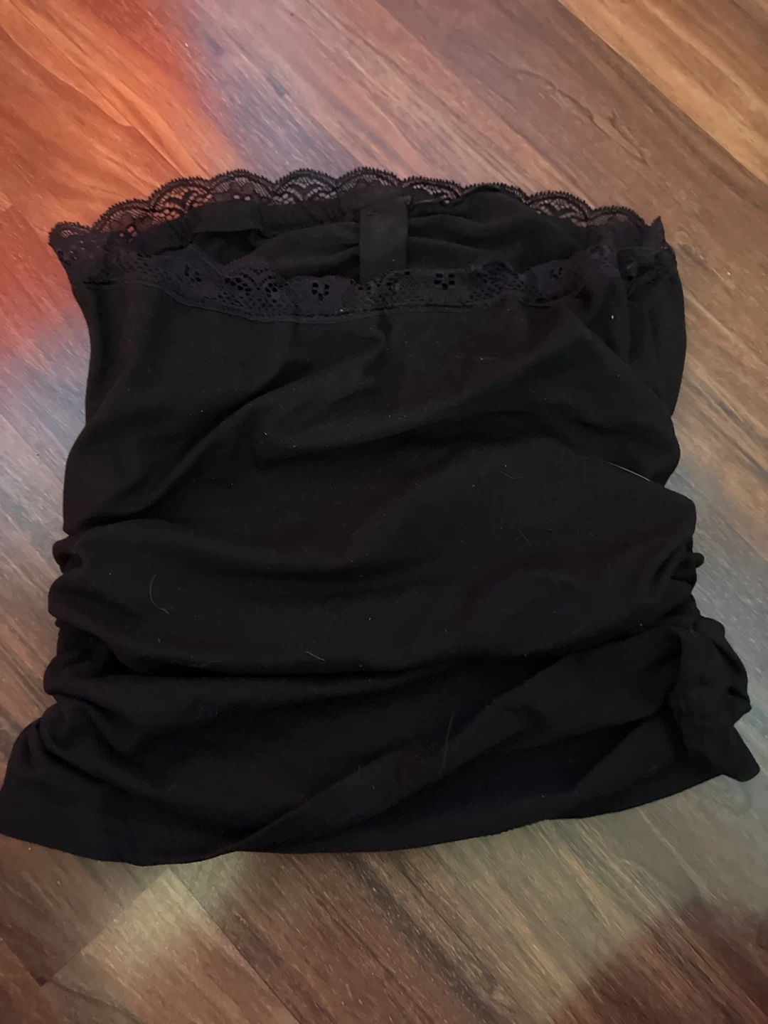 Black Ruched Tube Top with Cross Embellishment - photo 2