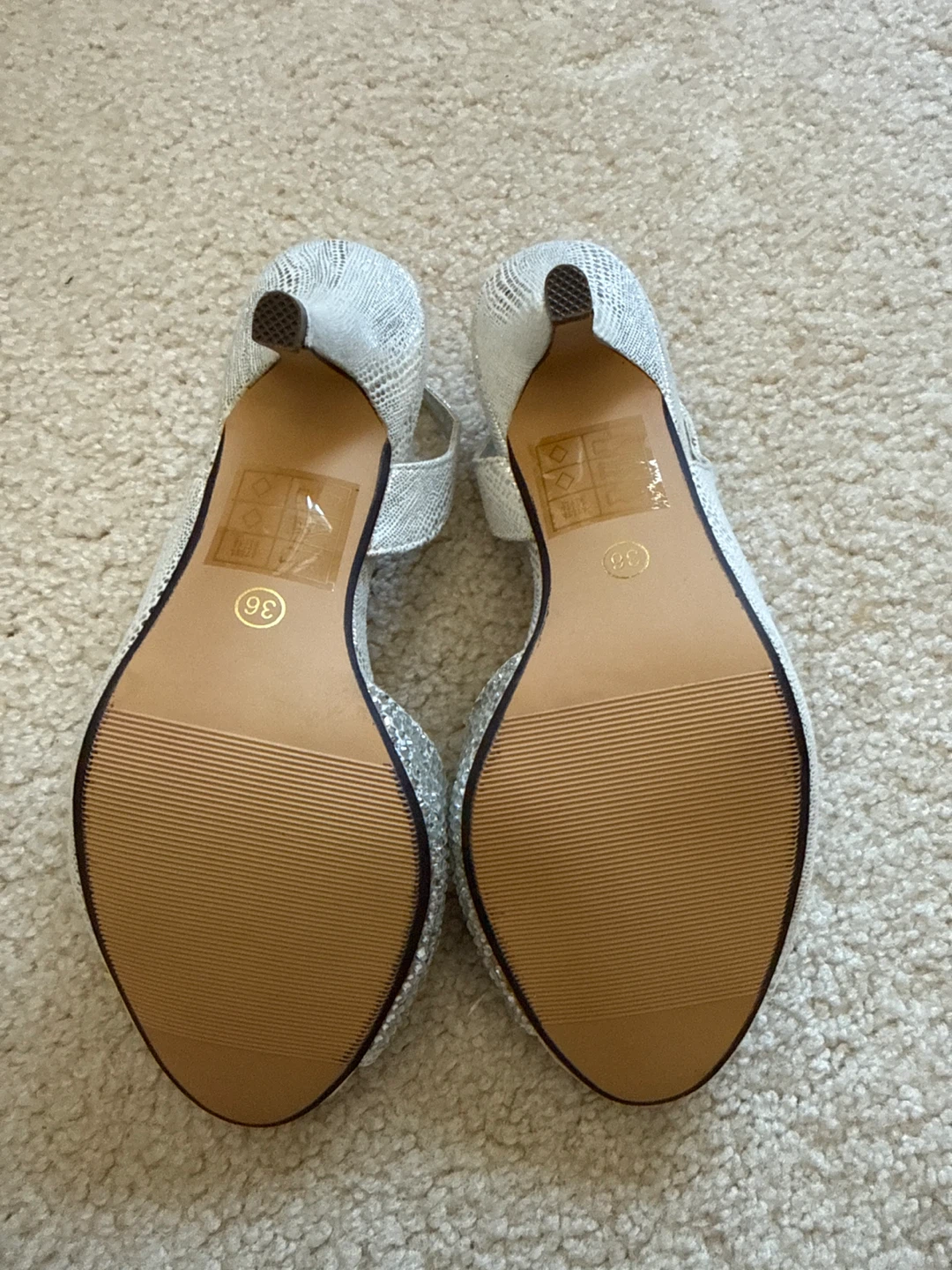 TAXI Silver Slingback Heels with Rhinestones - Size 36 - photo 2