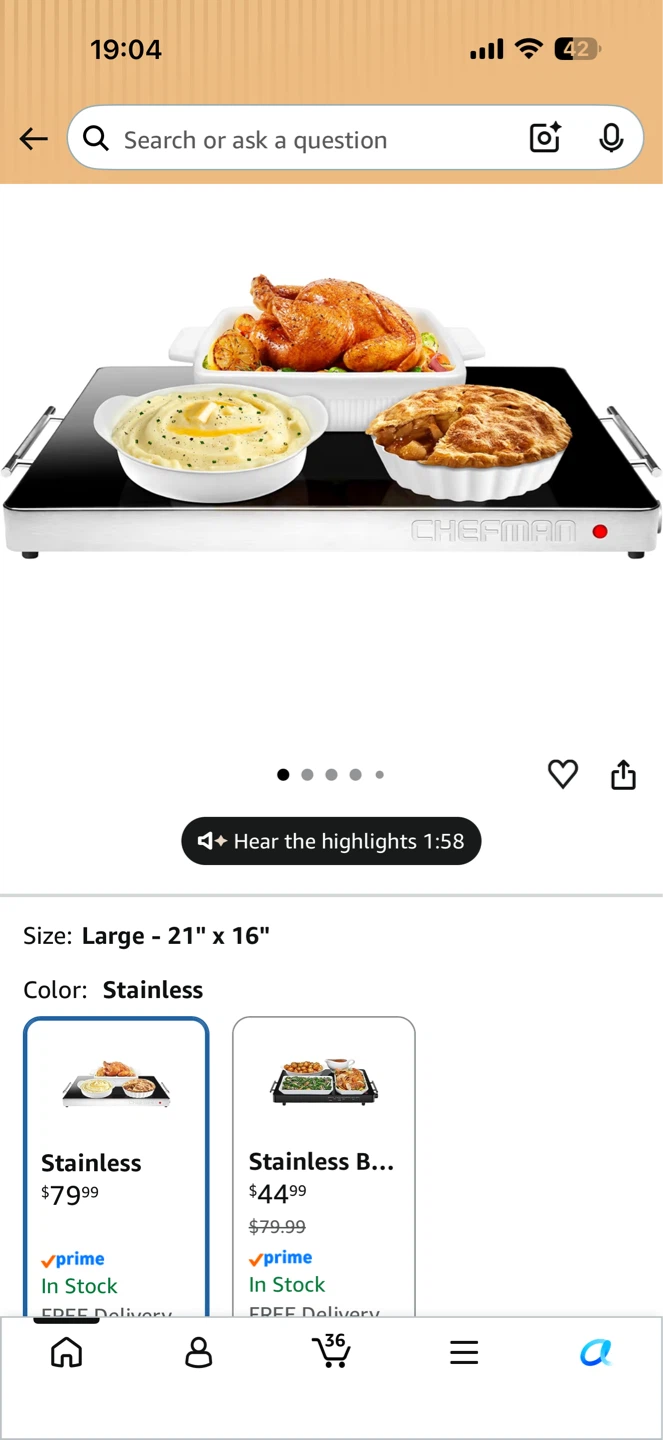 Chefman Family-Sized Glass Top Warming Tray - photo 3
