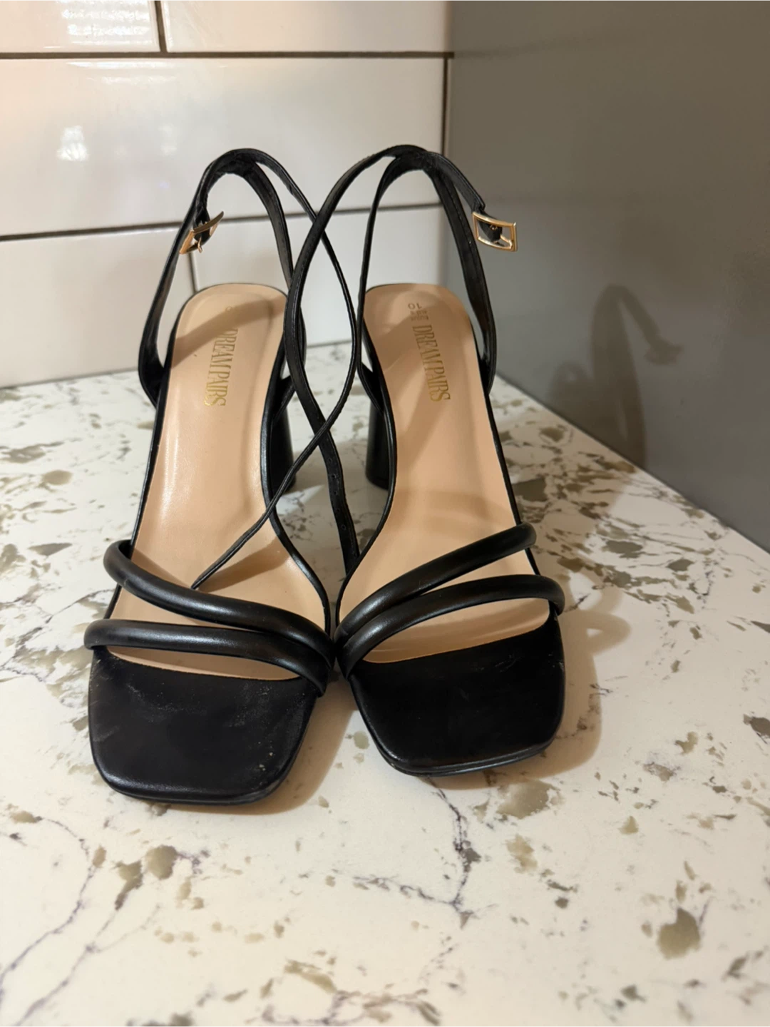 Dream Pairs Black Strappy Block Heel Sandals