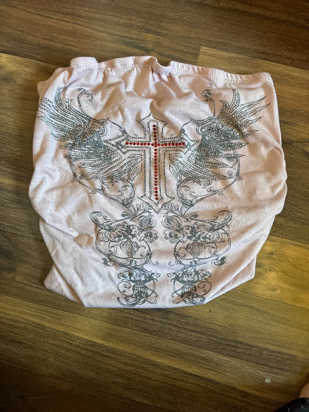 Light Pink Embellished Graphic Tank Top