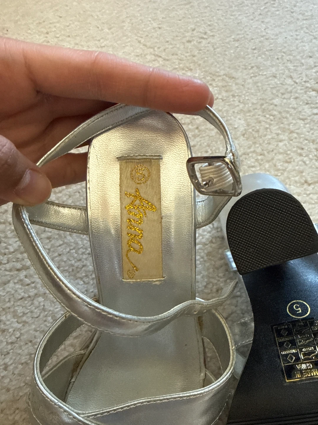 Silver Strappy Heels - Size 5 - photo 3