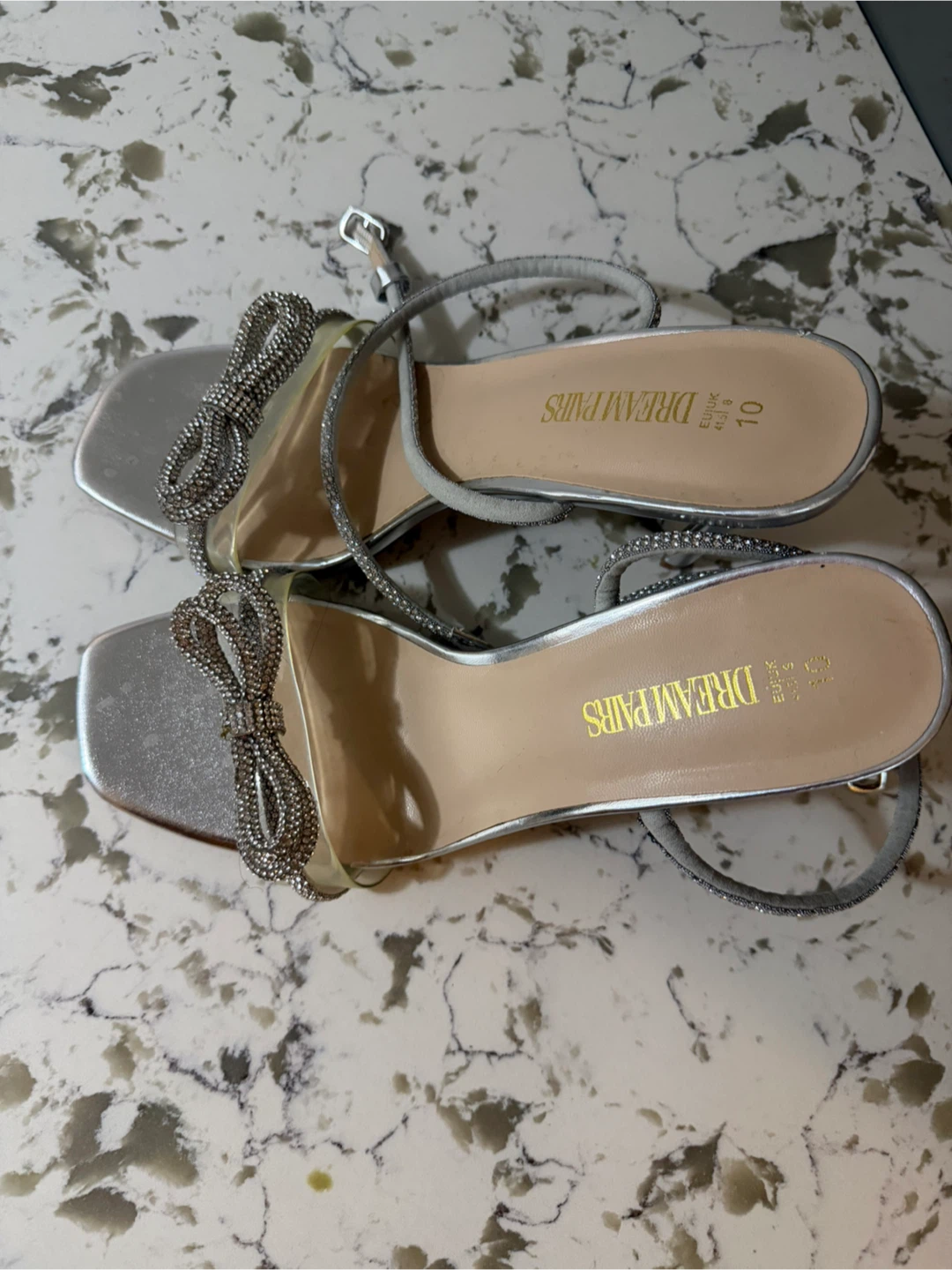 Dream Pairs Silver Embellished Heels Size 10
