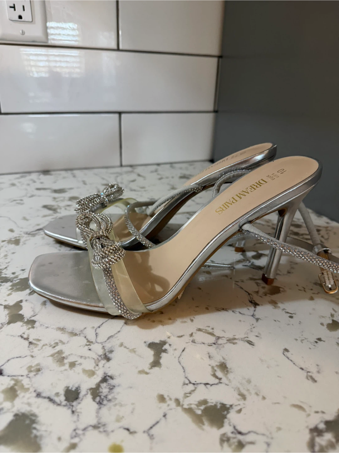Dream Pairs Silver Embellished Heels Size 10 - photo 2