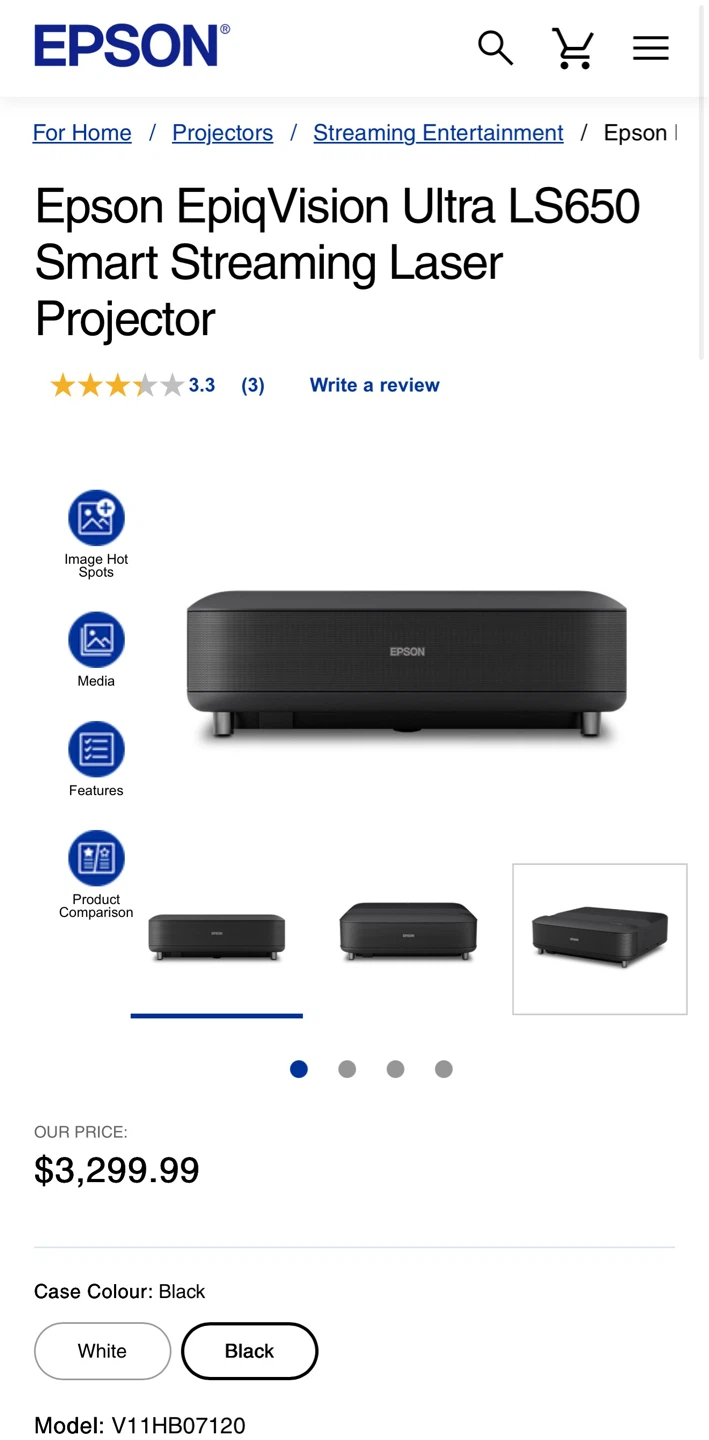 Epson EpiqVision Ultra LS650 Smart Streaming Laser Projector - photo 2