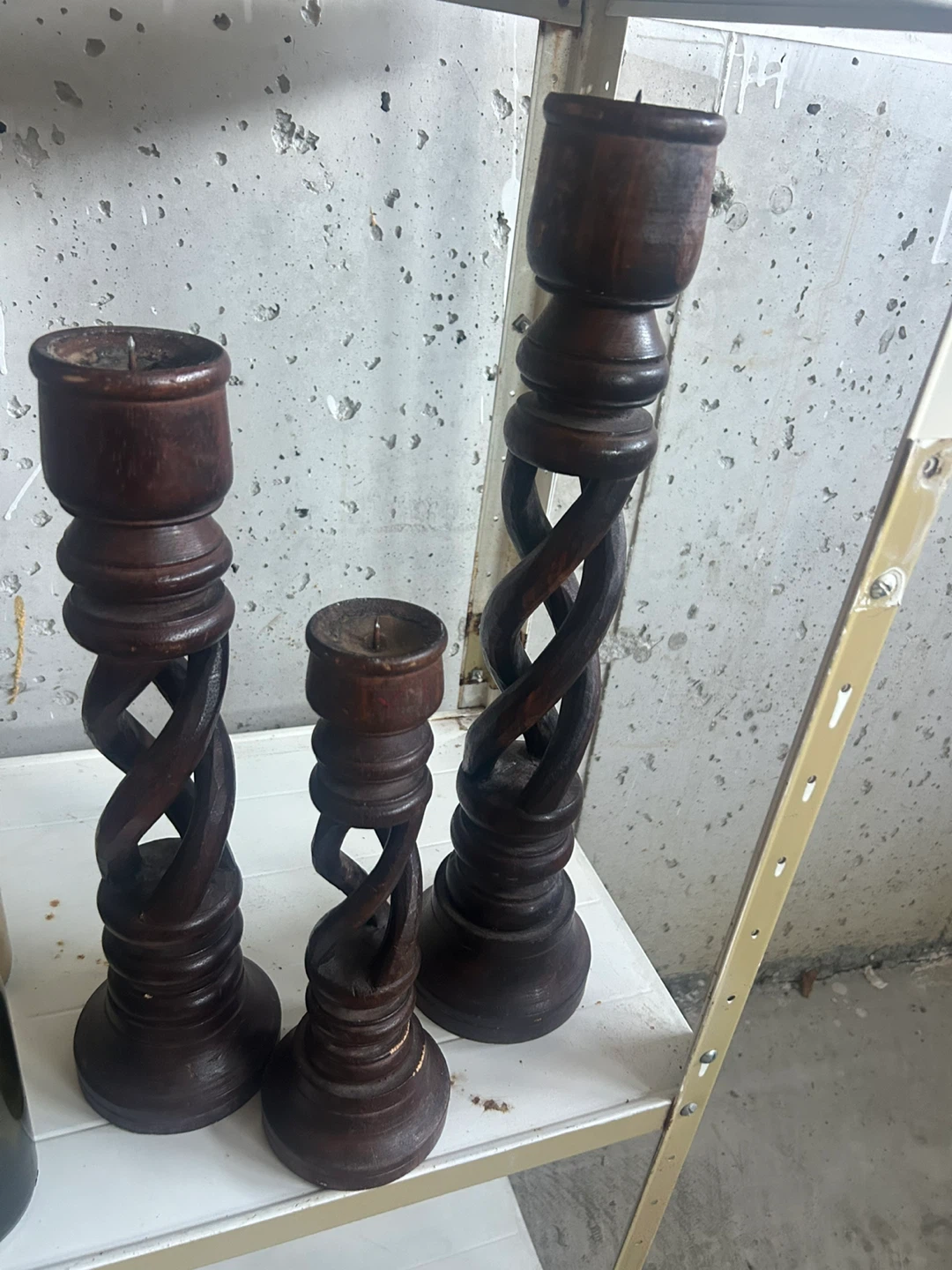 Set of 3 Wooden Candlesticks