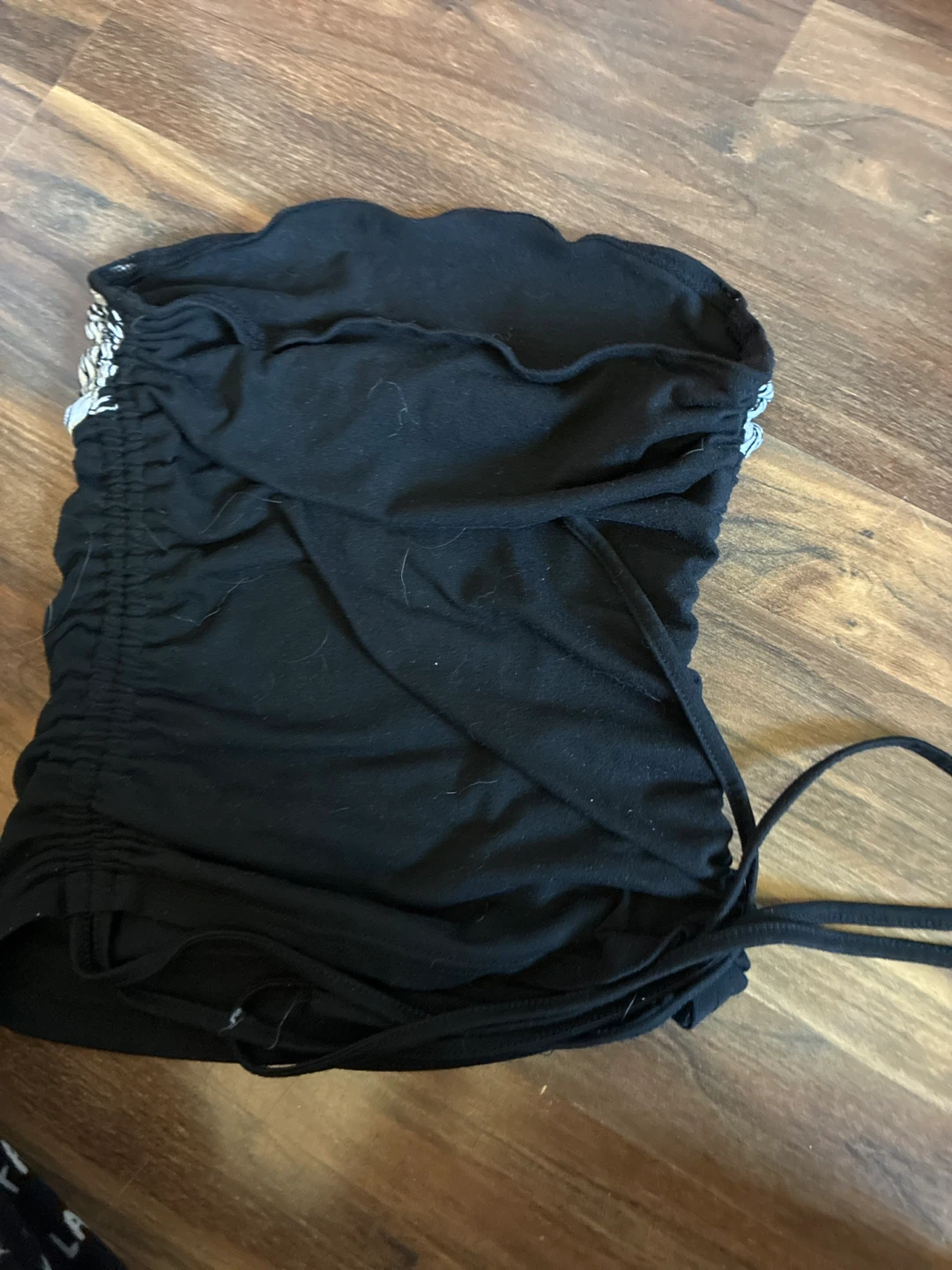 Black Ruched Tube Top with Angelic Cross Graphic - photo 2