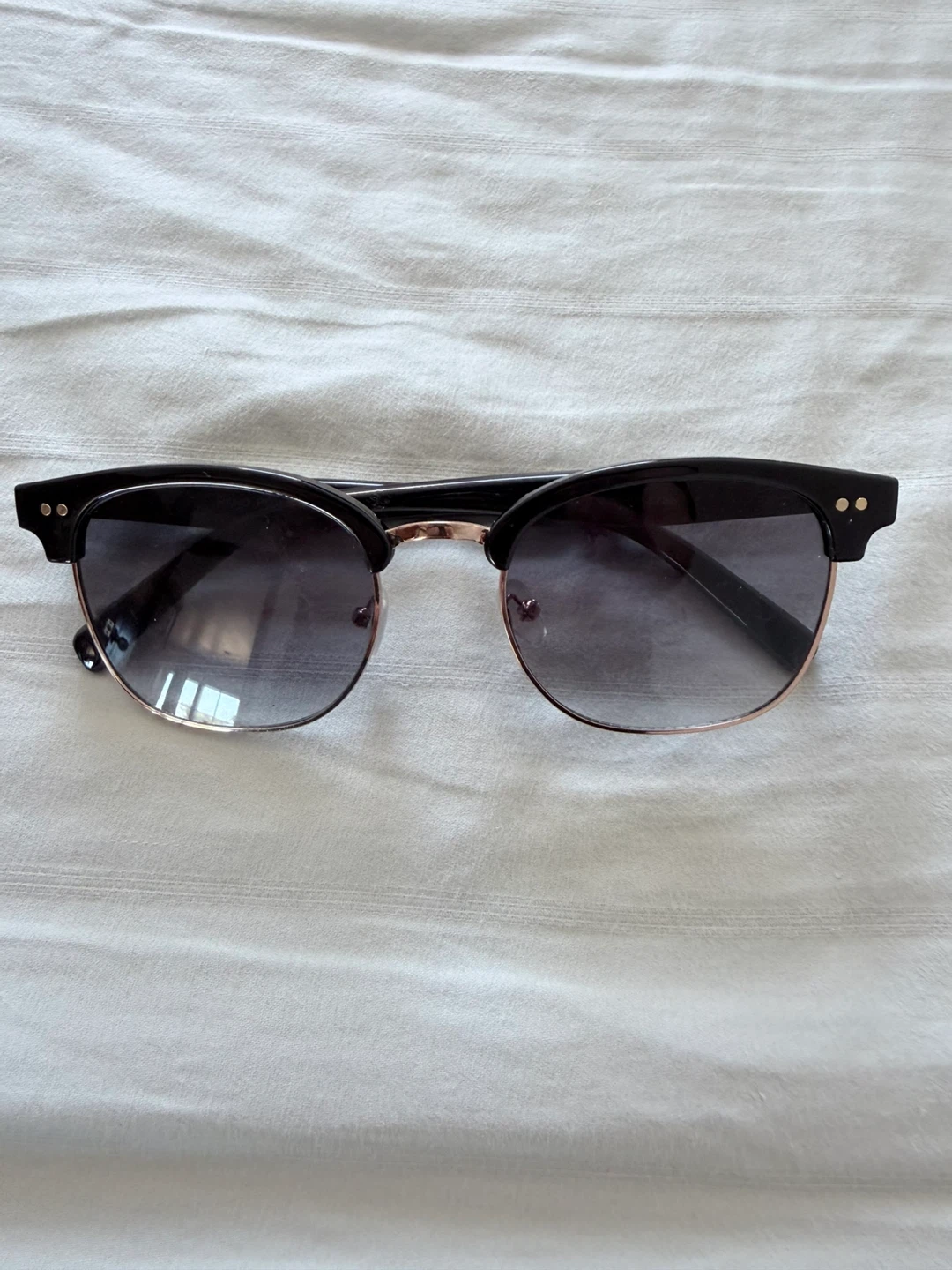 Black & Rose Gold Clubmaster Sunglasses