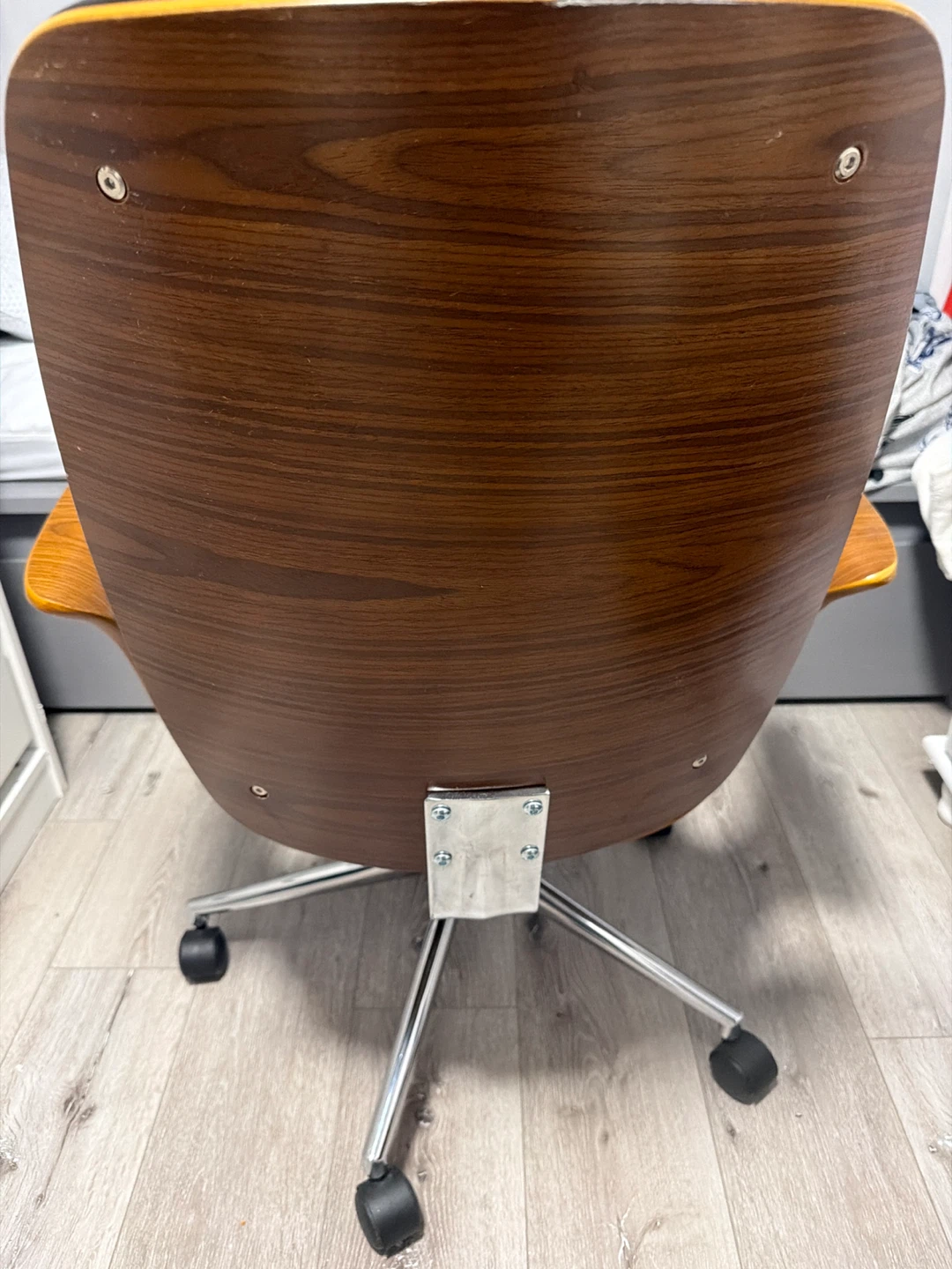 Office Chair - Black Leather & Wood - photo 2