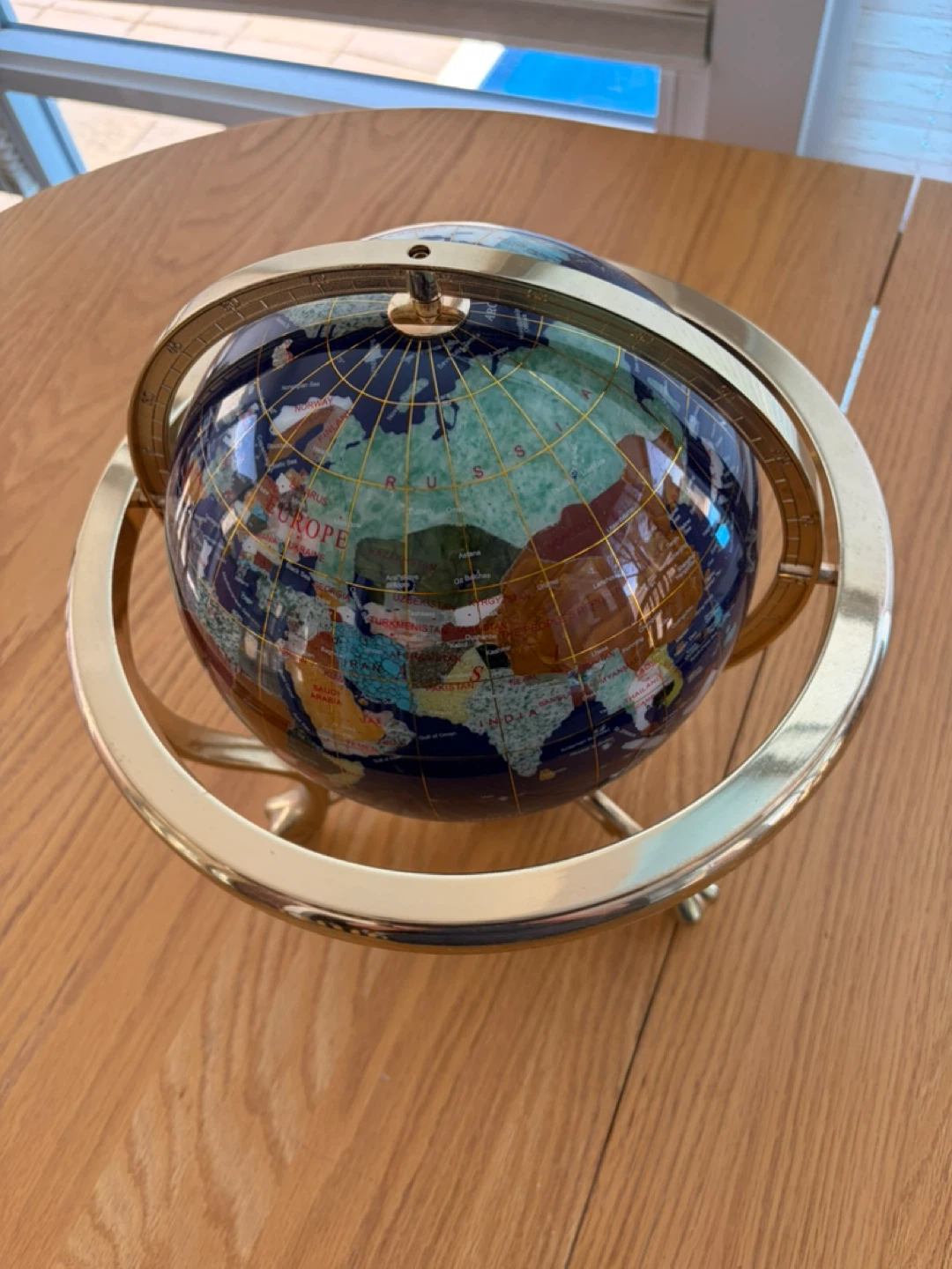 Decorative Globe with Compass and Brass Stand