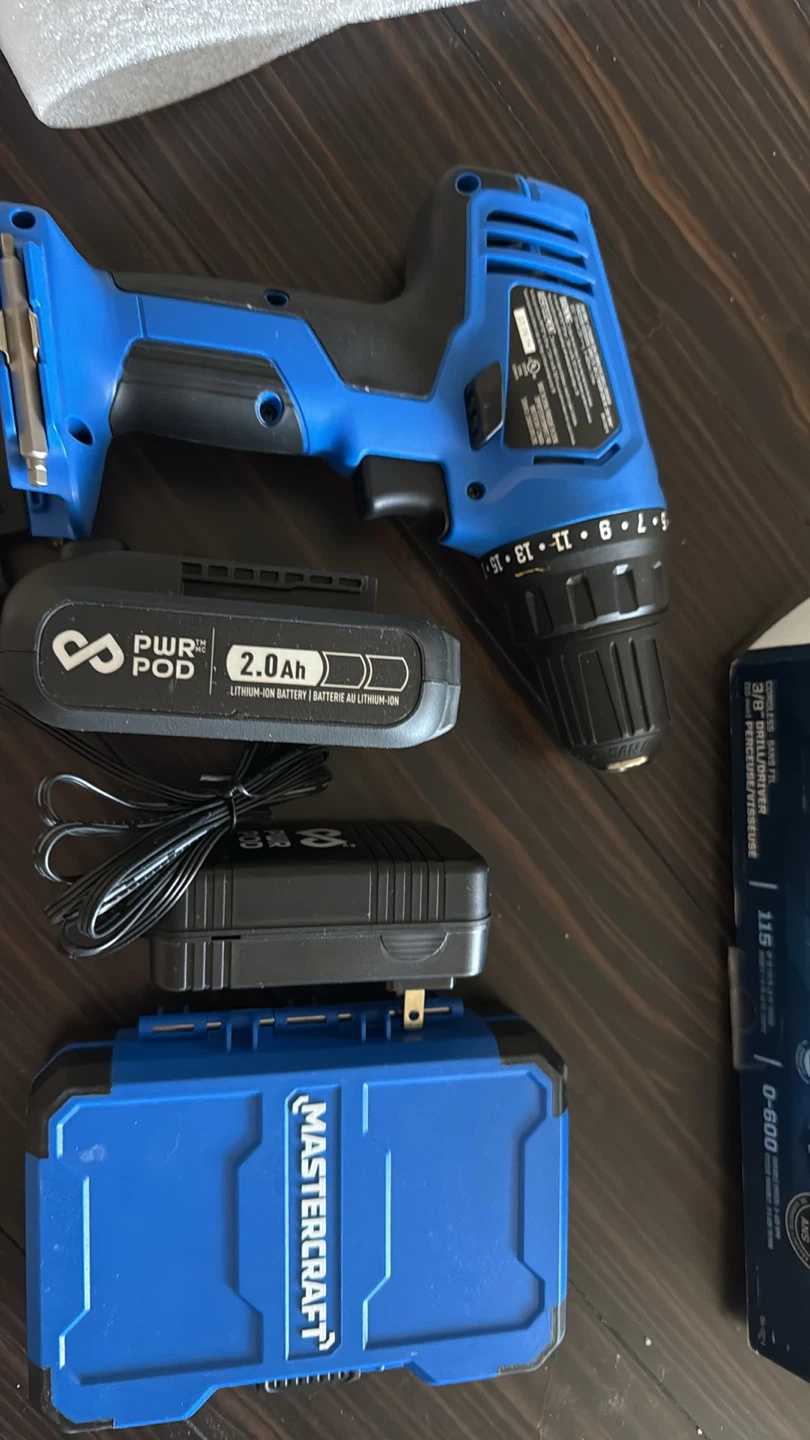 Mastercraft 20V Cordless Drill with 2.0Ah Battery and Charger