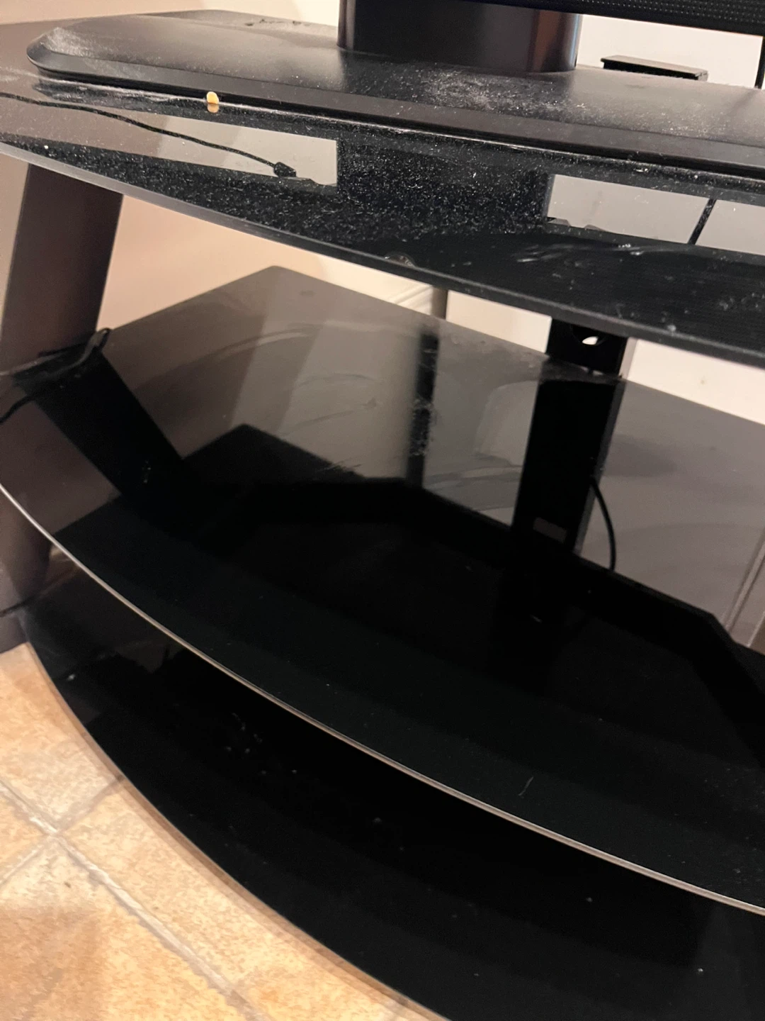 *MOVING SALE* Black Glass TV Stand - photo 2