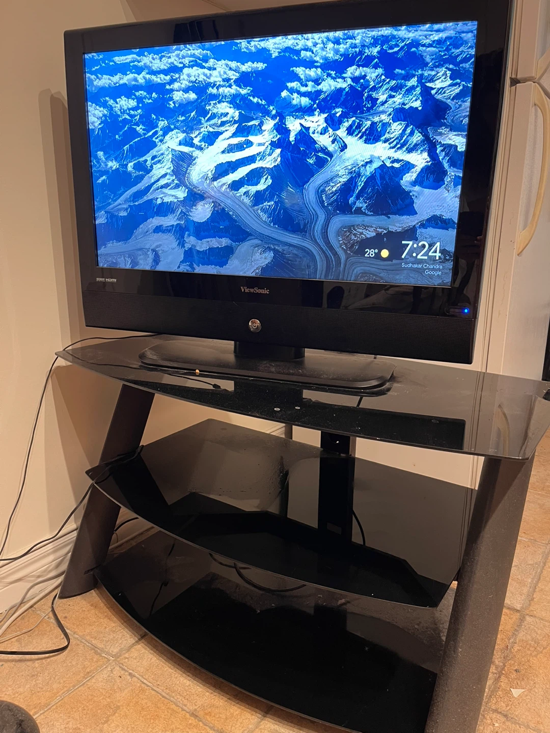 *MOVING SALE* Black Glass TV Stand