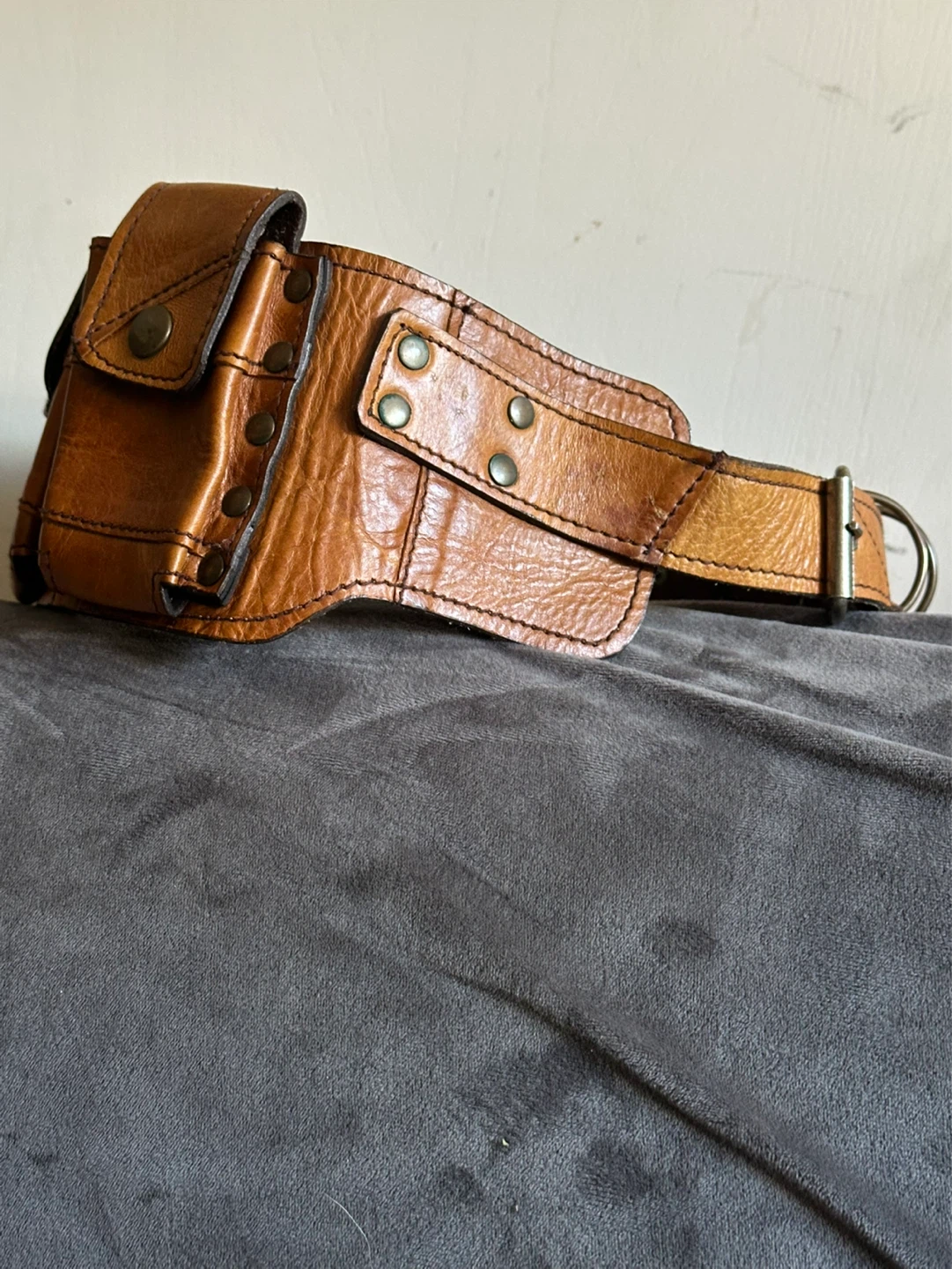 Leather festival belt / Bag - photo 3