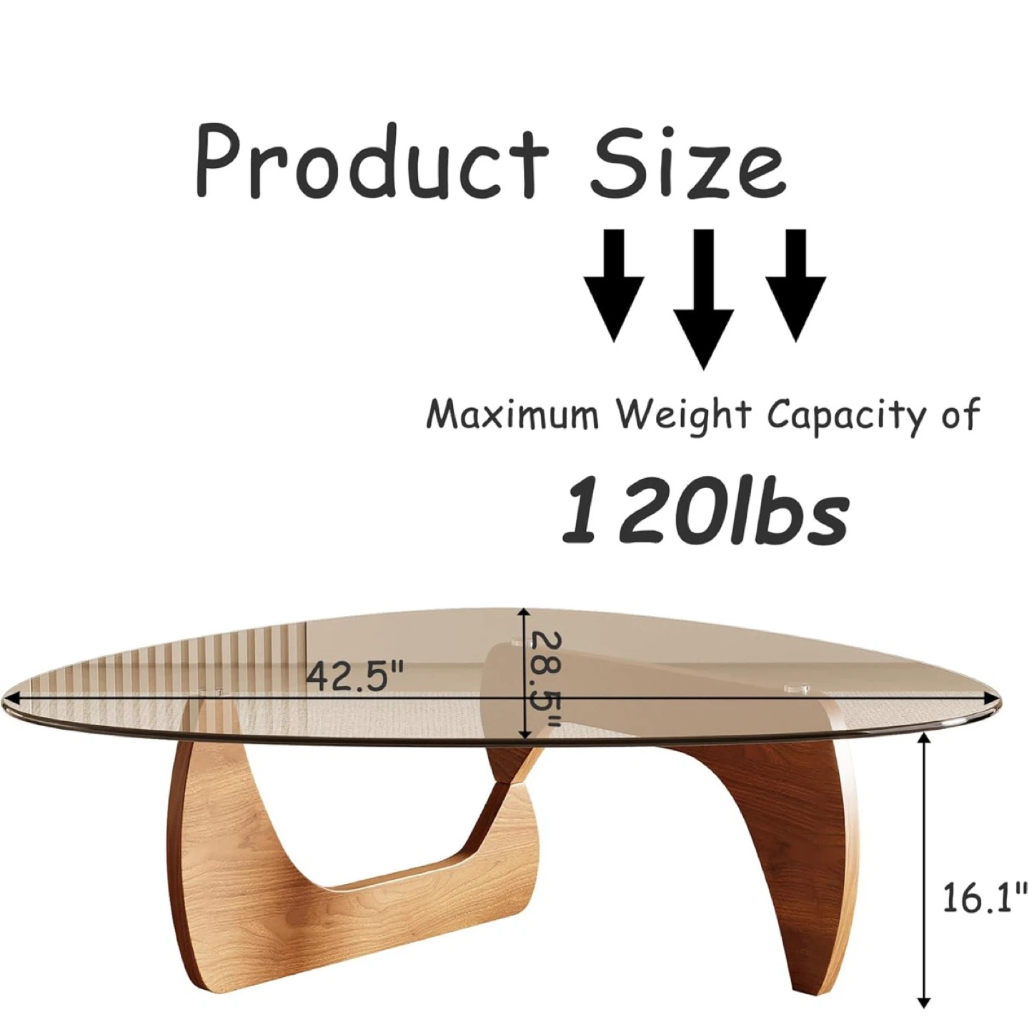 Noguchi styled Coffee Table with Wood Base - photo 2