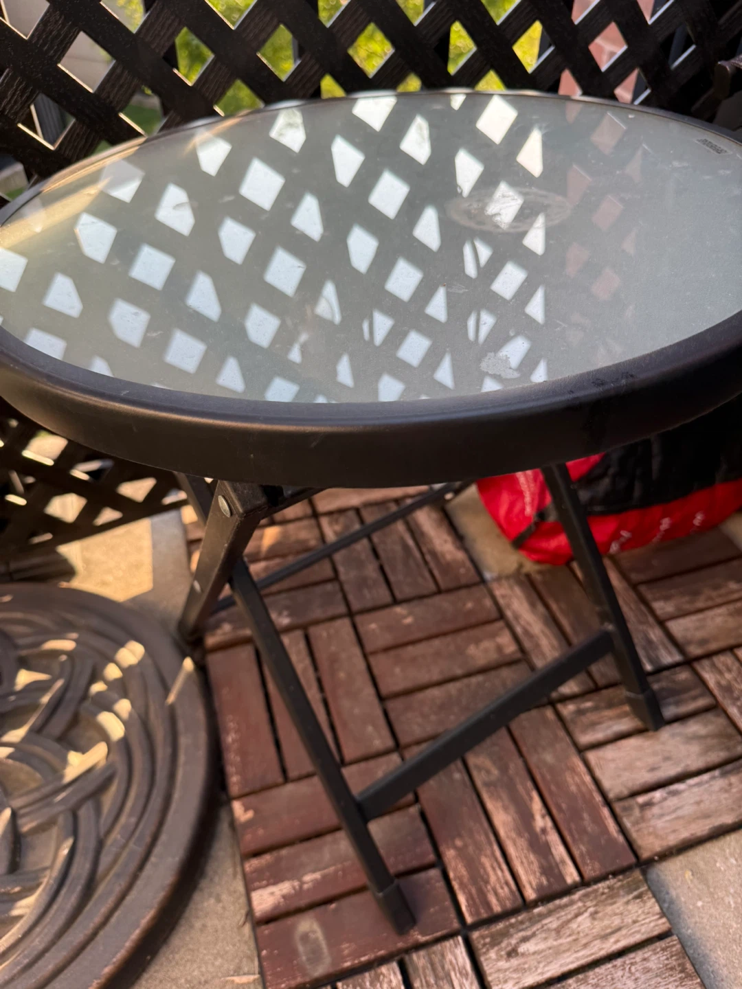 Glass Top Folding Patio Table