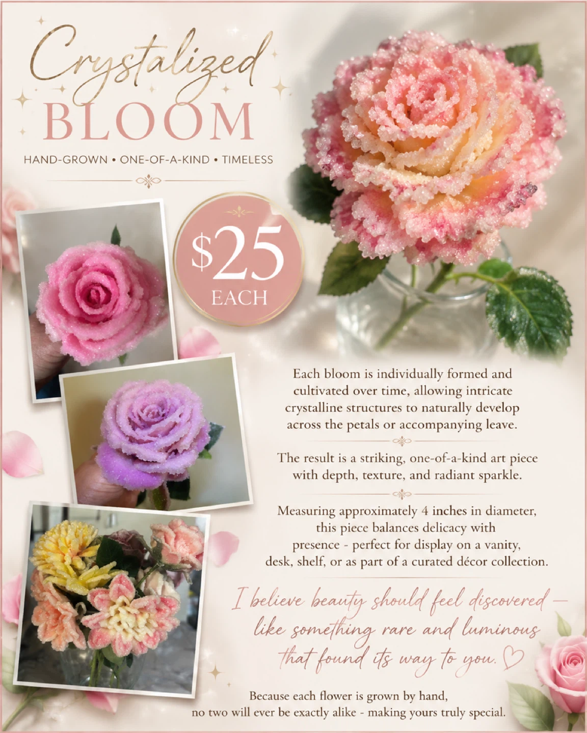 Hand Grown Crystal Flowers