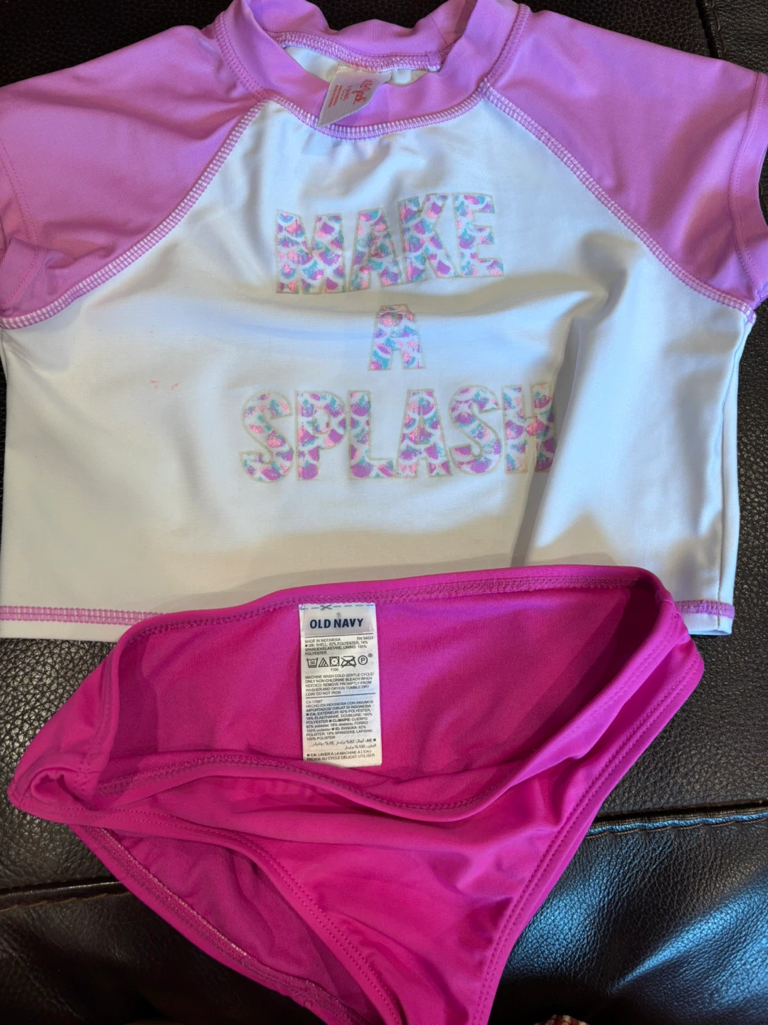 Cat & Jack Girls' Rash Guard Swimsuit Set S (6/6X) - photo 2