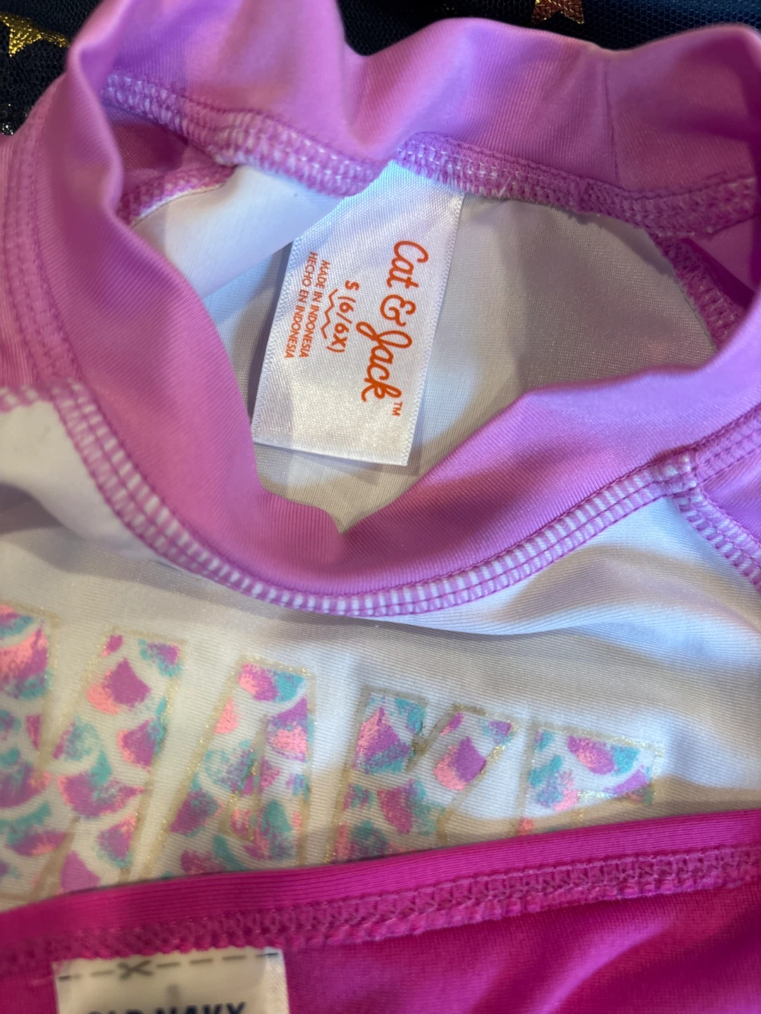Cat & Jack Girls' Rash Guard Swimsuit Set S (6/6X)