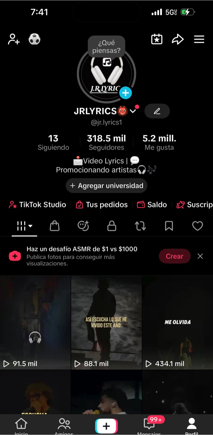 JRLYRICS TikTok Creator Account