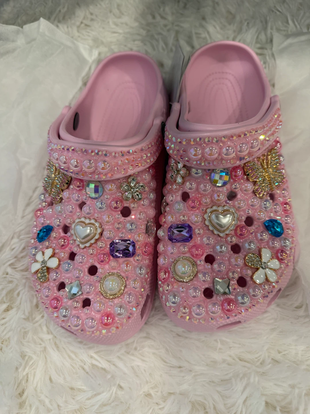 Pink Crocs Jibbitz Embellished Size 9