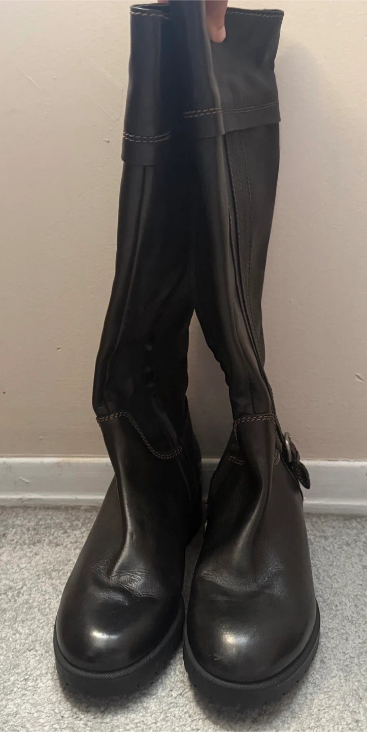 GEOX Black Leather Knee-High Boots - photo 2