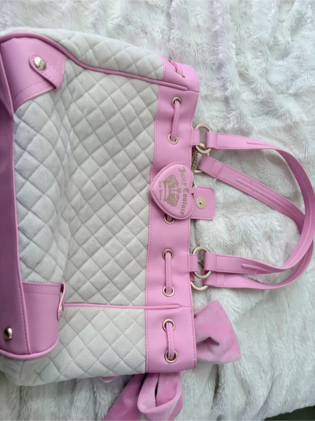 Juicy Couture Quilted Tote Bag Pink & Cream - photo 2
