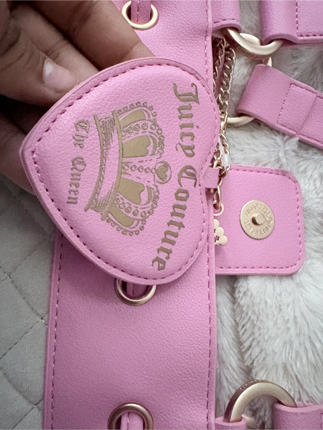 Juicy Couture Quilted Tote Bag Pink & Cream - photo 3