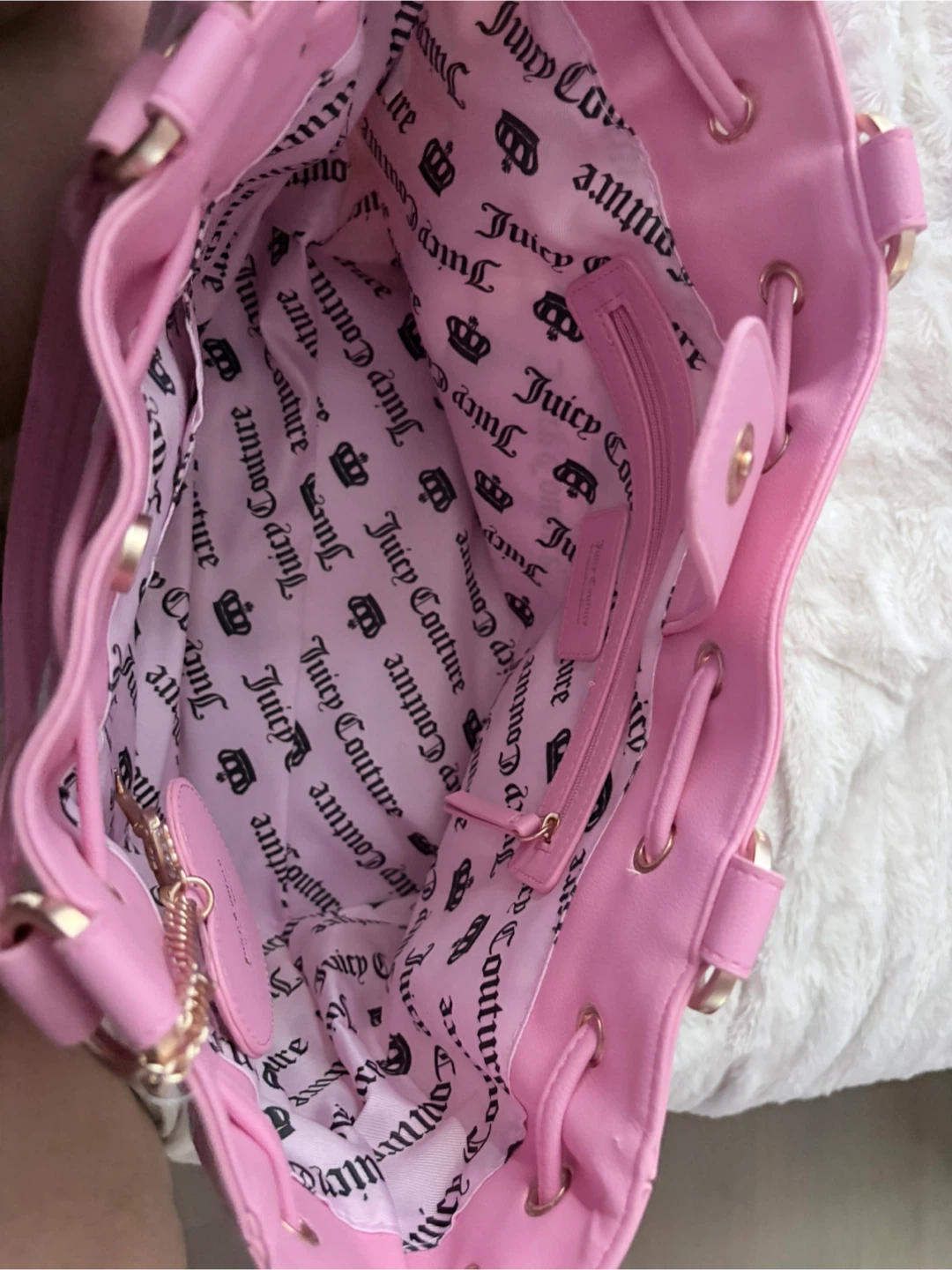 Juicy Couture Quilted Tote Bag Pink & Cream - photo 5