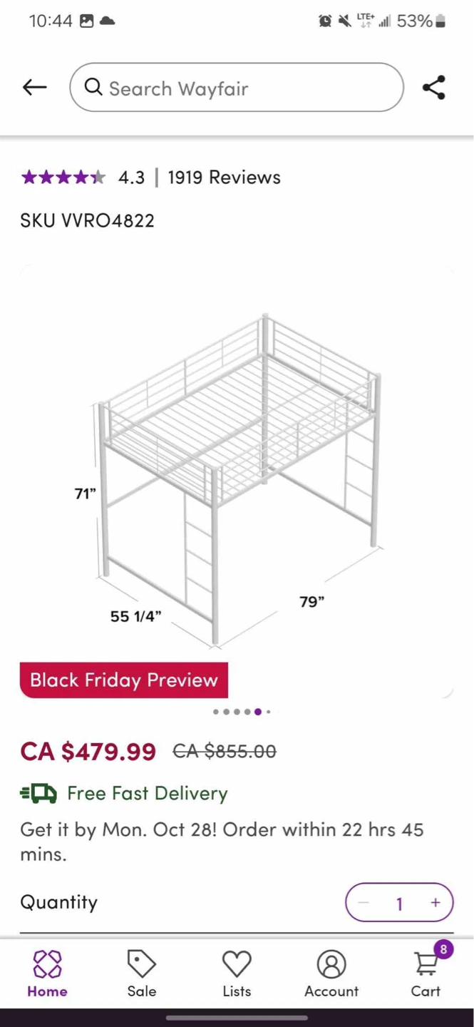 Wayfair White Loft Bed