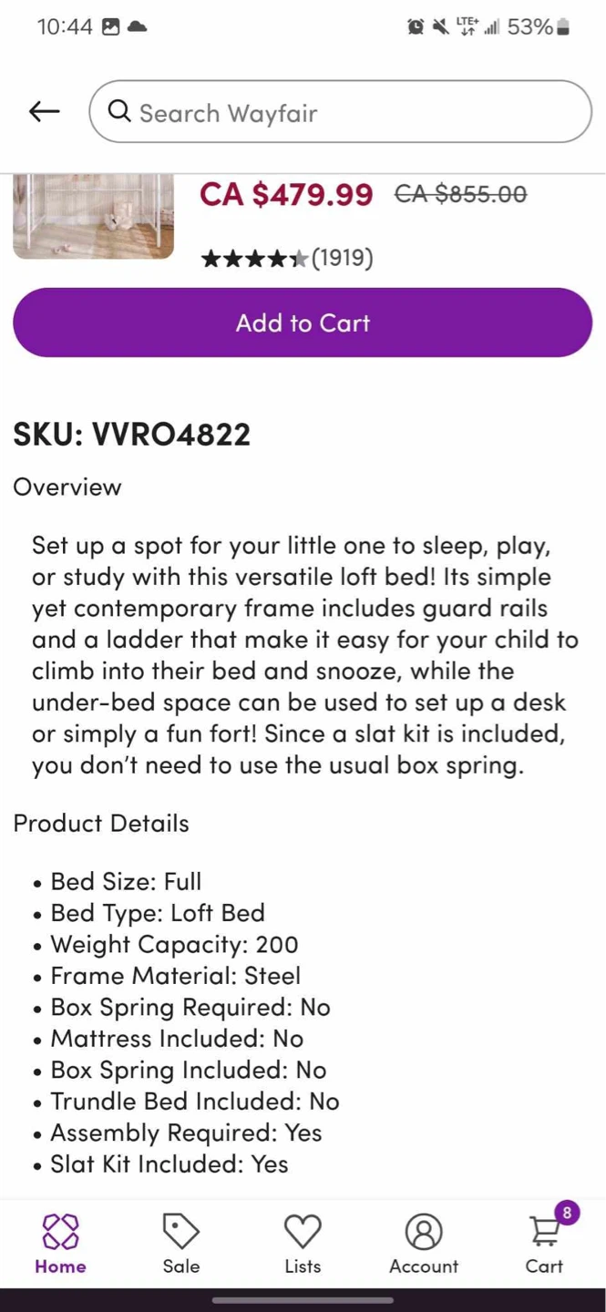 Wayfair White Loft Bed - photo 2