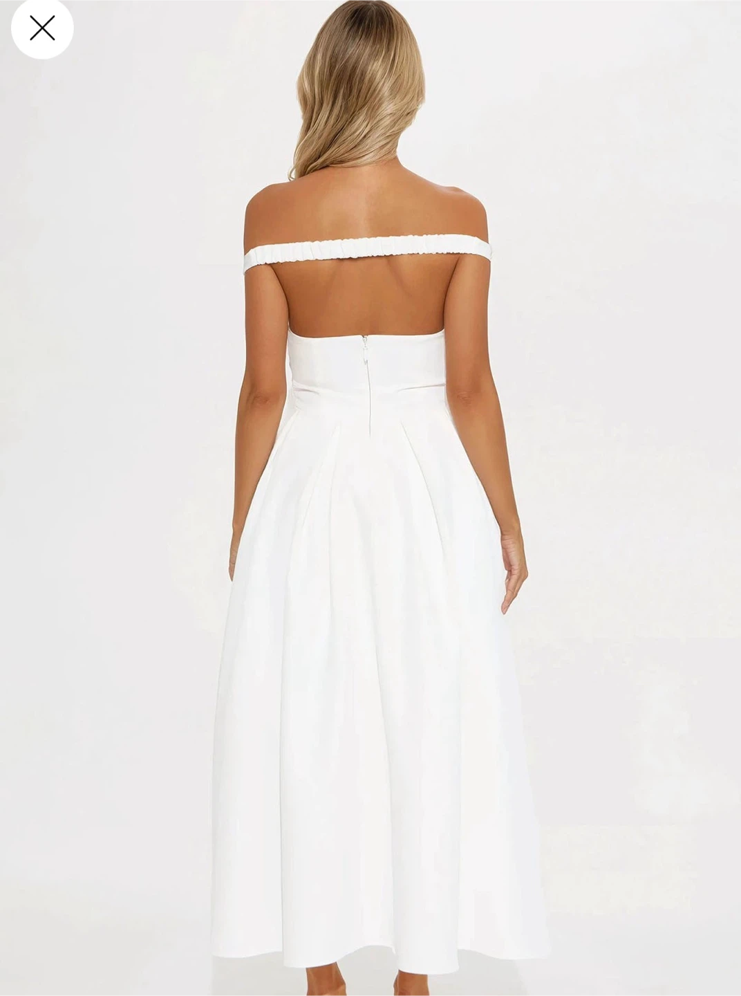 White Off-the-Shoulder Midi Dress - photo 2