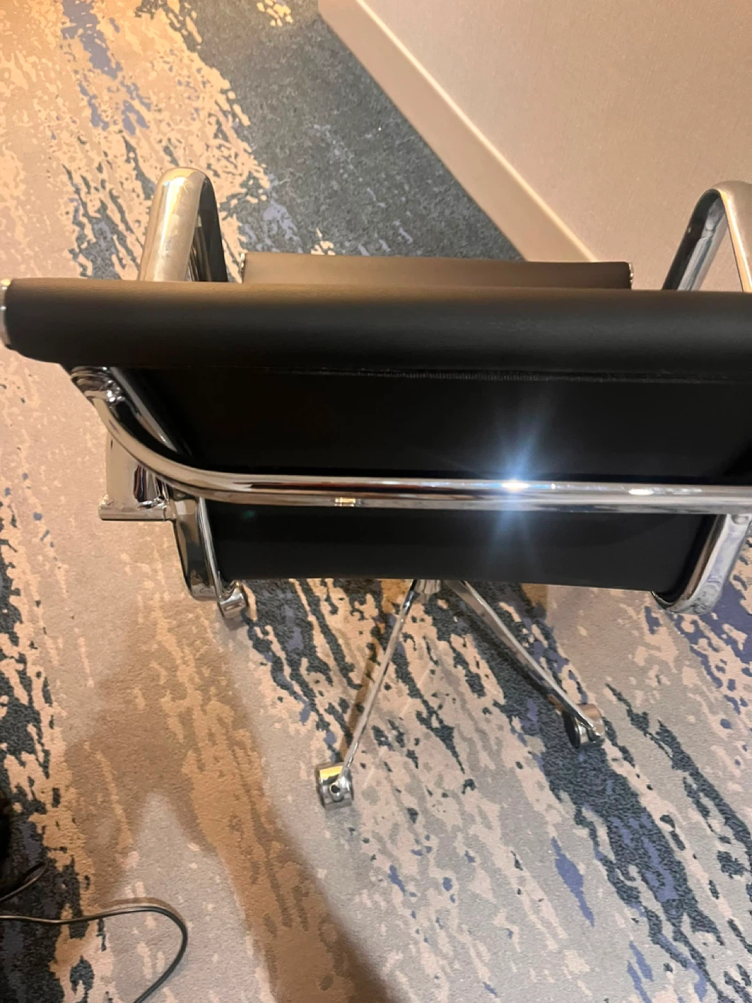 Black Leather Office Chair with Chrome Accents