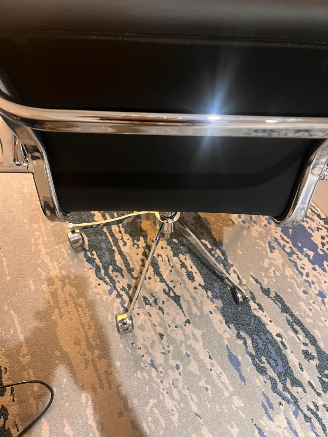Black Leather Office Chair with Chrome Accents - photo 2