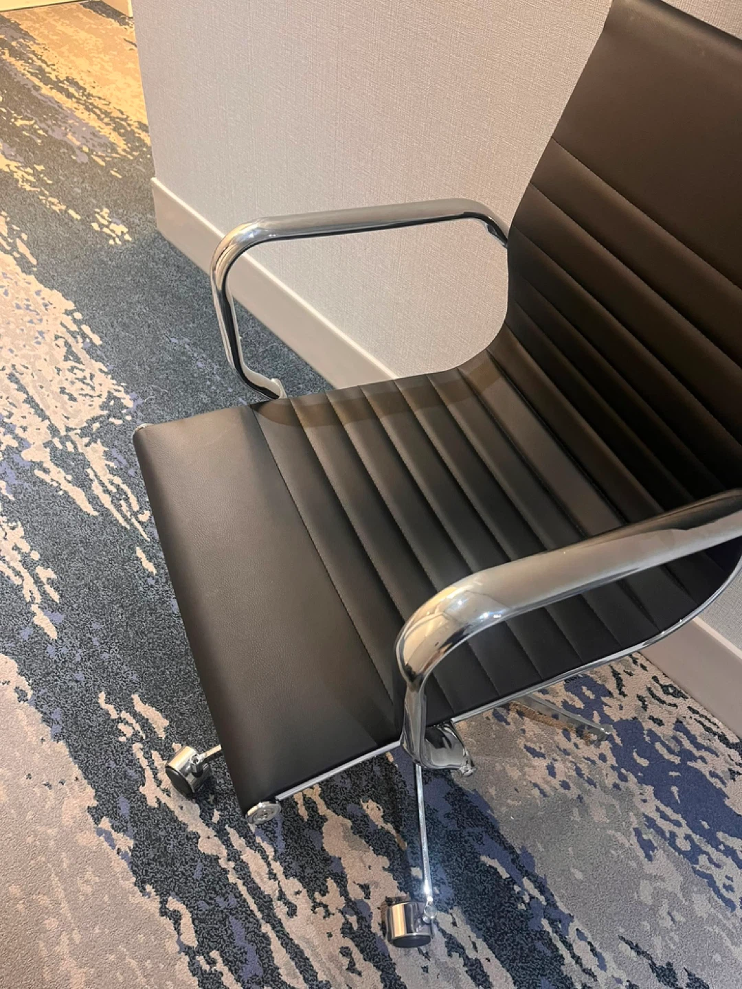 Black Leather Office Chair with Chrome Accents - photo 4